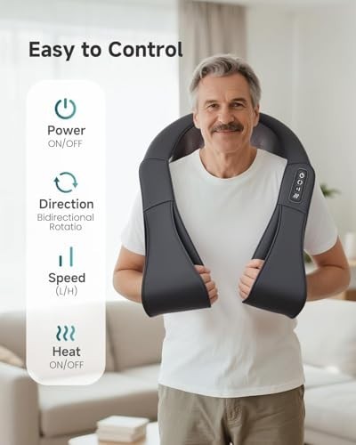 Shiatsu Back Neck Massager with Heat – Deep Kneading Relief for Shoulders, Gifts