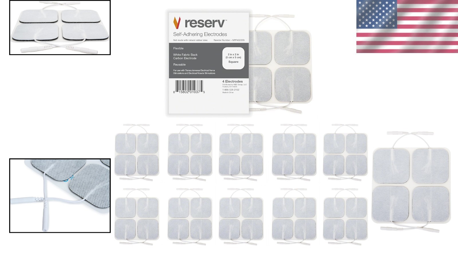 Comfortable 2×2 Electrode Pads – 40 Count Latex-Free for Pain Relief