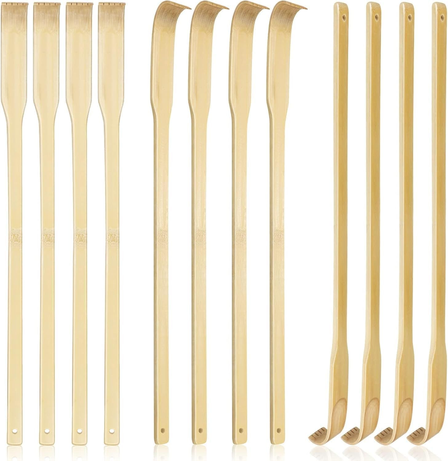 12 PCS Natural Bamboo Back Scratcher, 16.5 Inch Long Handle Wooden Back Scratche