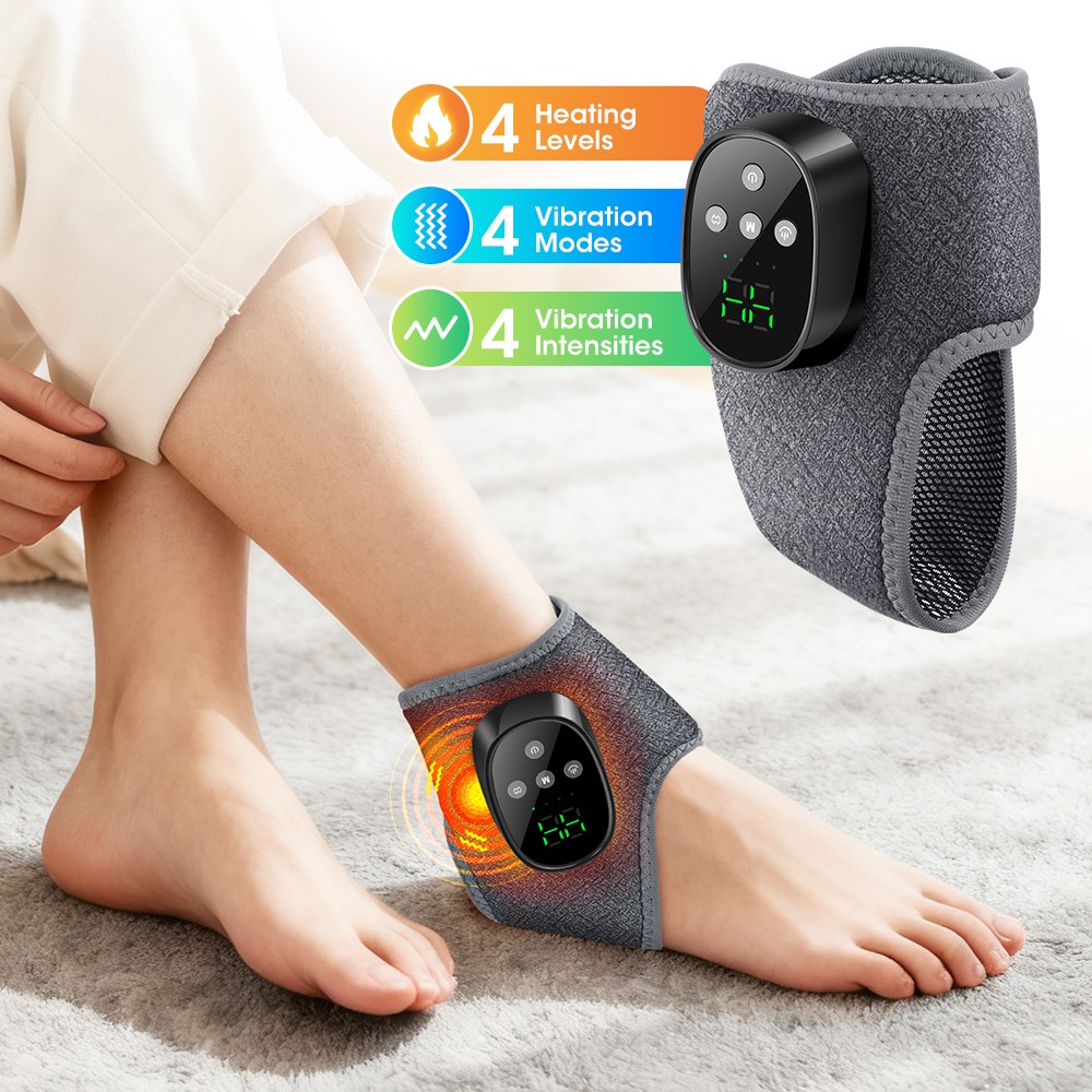 4 Levels Heated Ankle Massager Brace Vibration Therapy For Foot & Ankle 1/2PCS