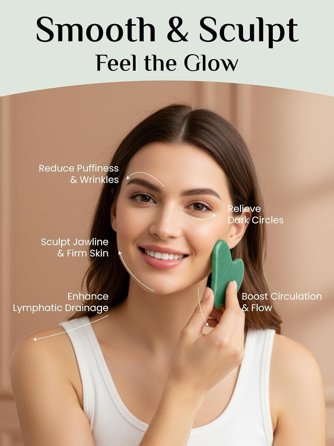 Gua Sha Facial Tools: Natural Jade Stone Guasha Tool for Face Acupuncture Thera*