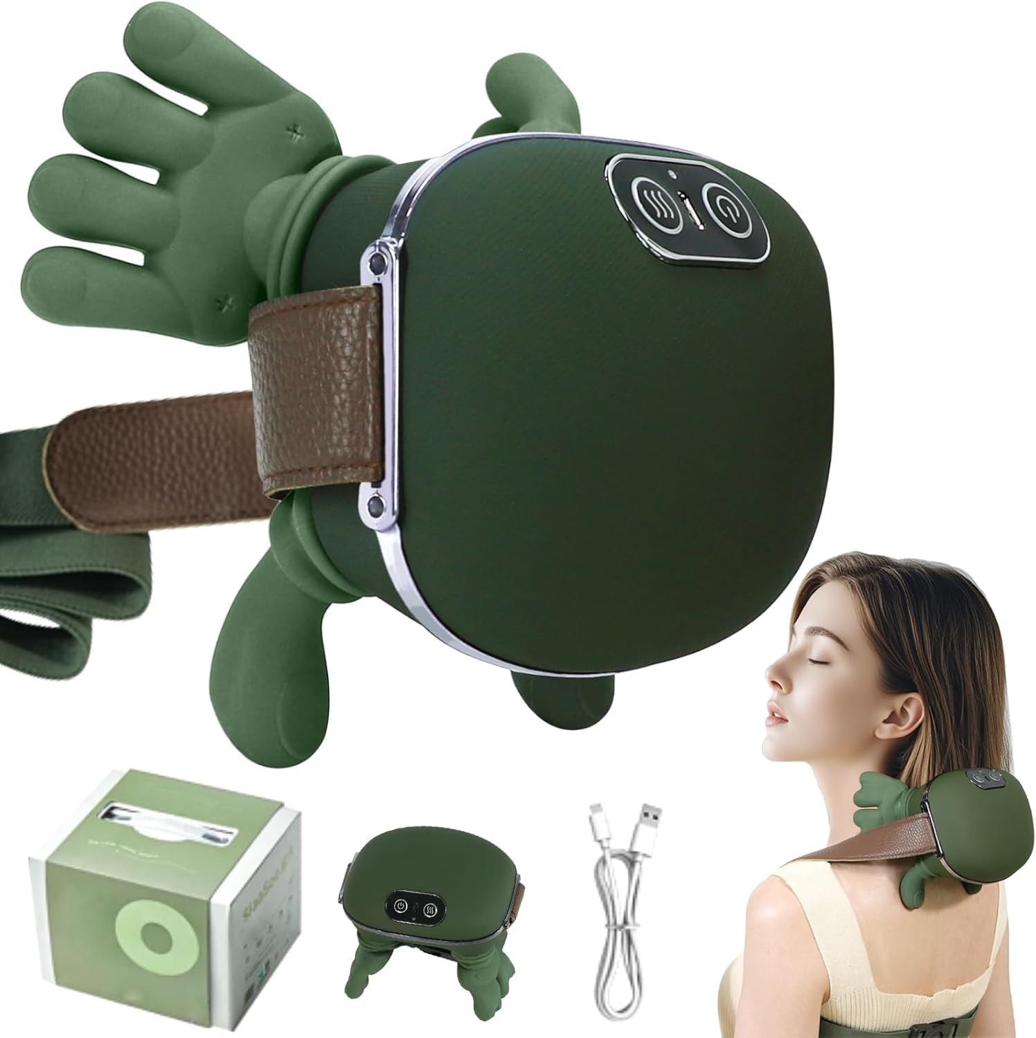 Upgraded Neck and Shoulder Massager,Portable Shiatsu Back Massage Hand-Shaped