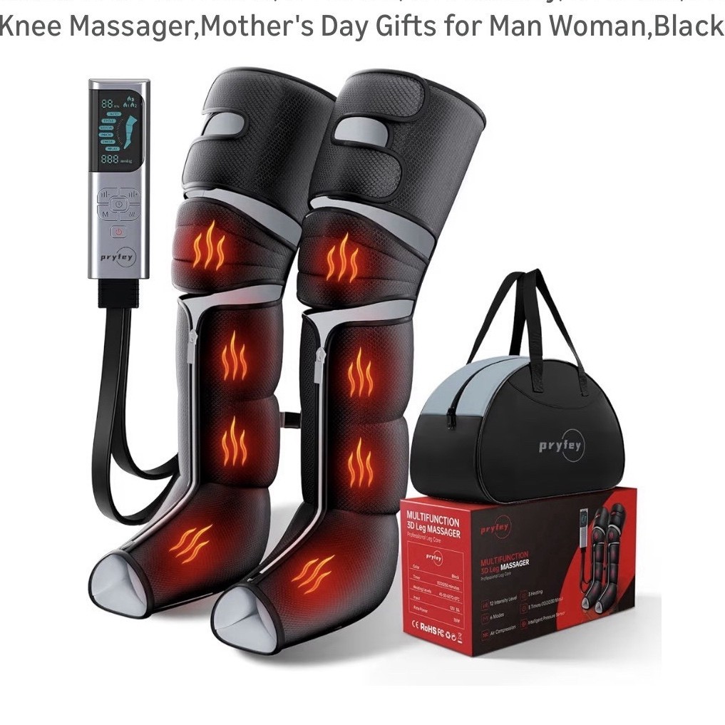 prytey MULTIFUNCTION 3D Leg Massager Heat Compression Leg Foot Knee Black