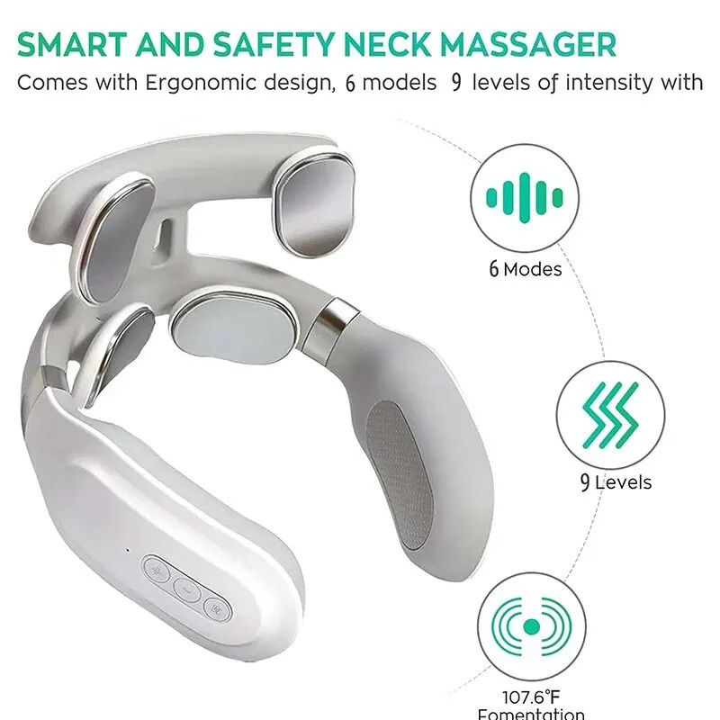Neck Massage Machine 4 Head and Neck Protection Heating Machines Breathing Light