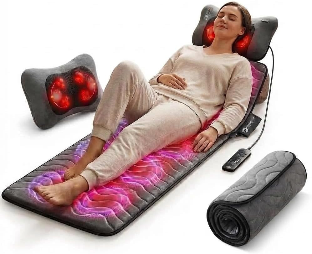 Powermat by Powerfit – Full Body Massage Mat with Detachable Massage Pillow, 9 I