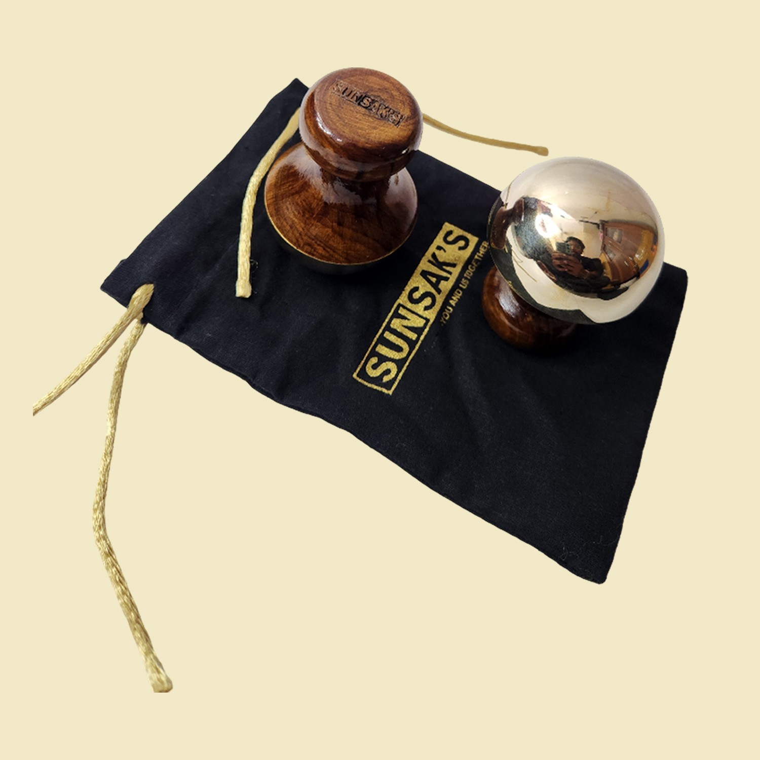 Handmade Mushroom Shaped Kansa Eye Flowies for Ayurvedic Massage (SET OF 2)