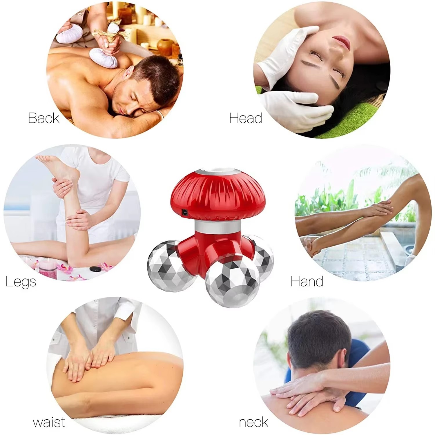 Handheld Deep Tissue Massager 4 Heads for Full Body, Neck, Back & Legs
