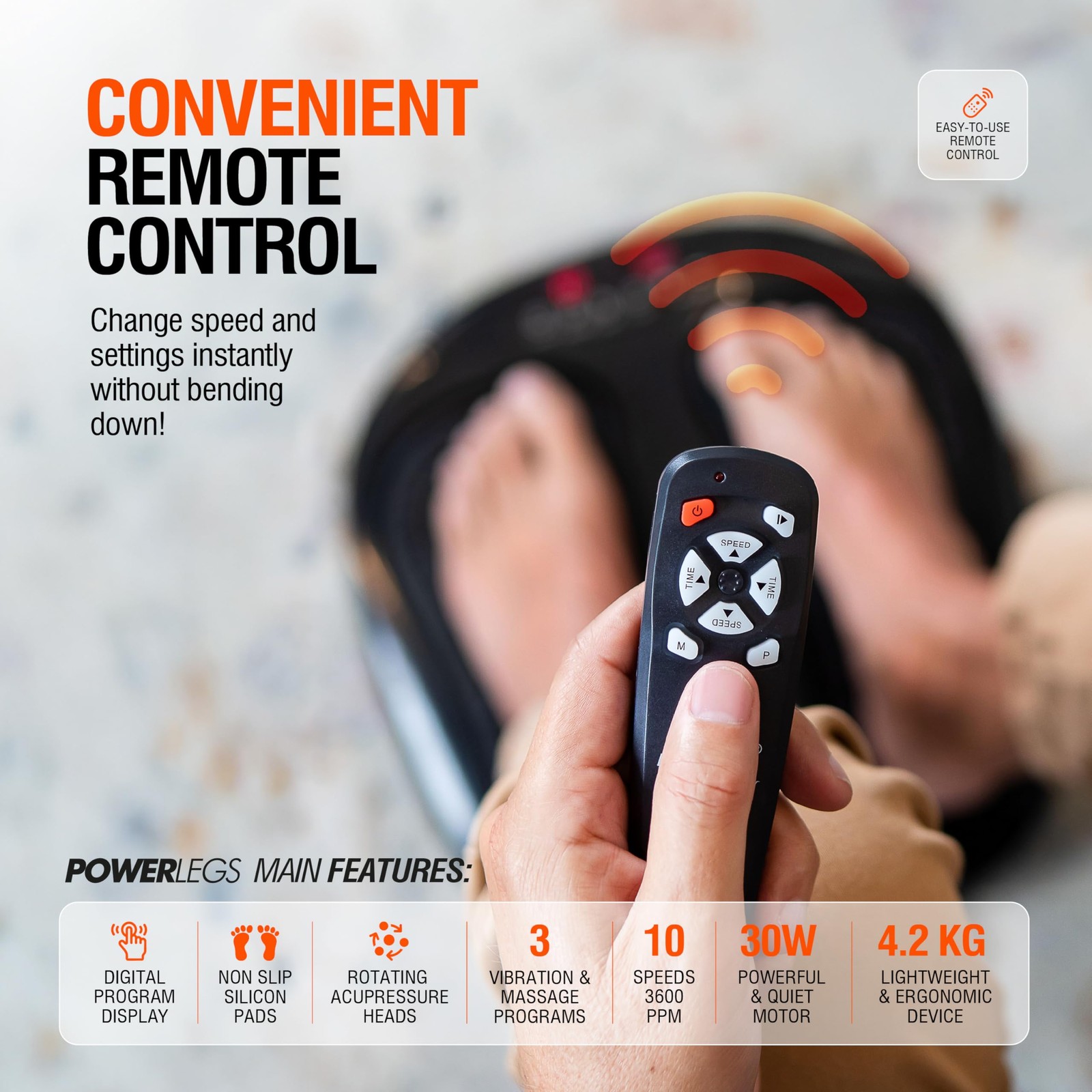 Power Legs Electric Foot Massager Machine with Remote Control, Adjustable Spe…