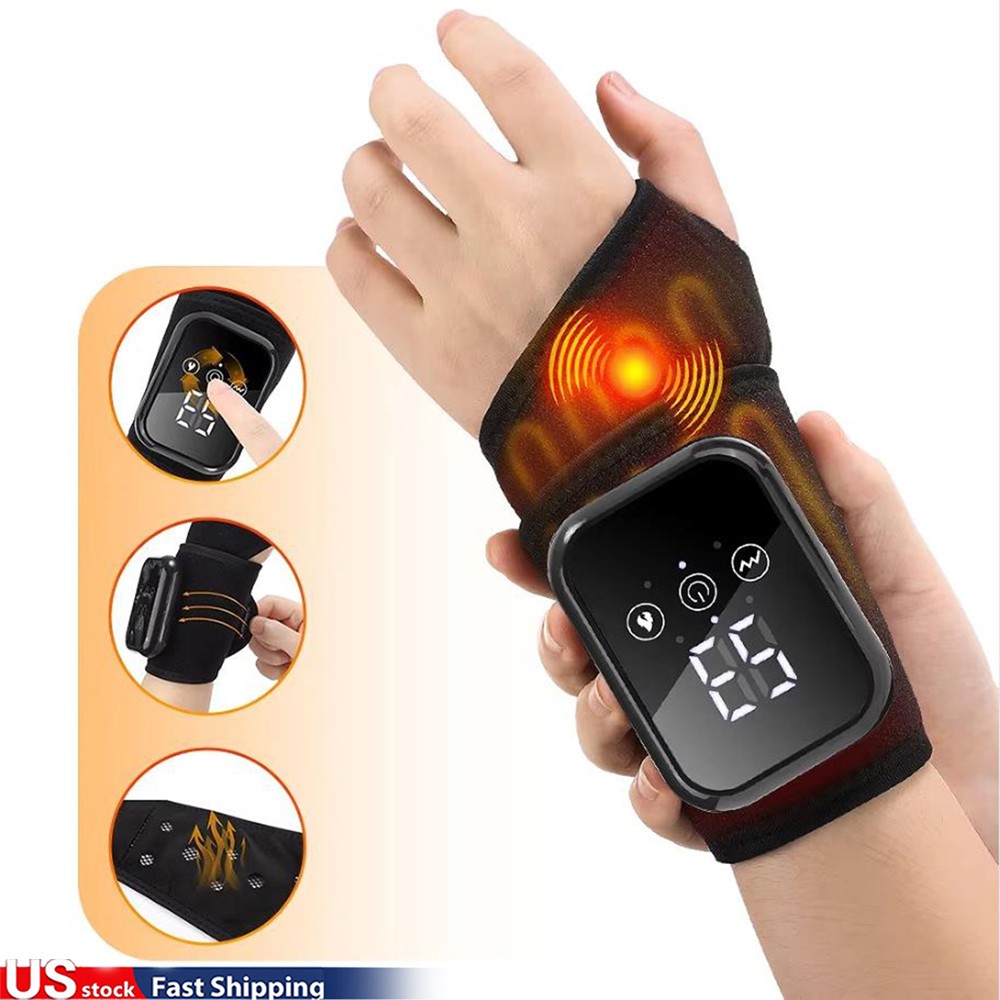 Hand Wrist Cordless Massager Pain Relief w/3 Heat Levels and 3 Vibration Modes