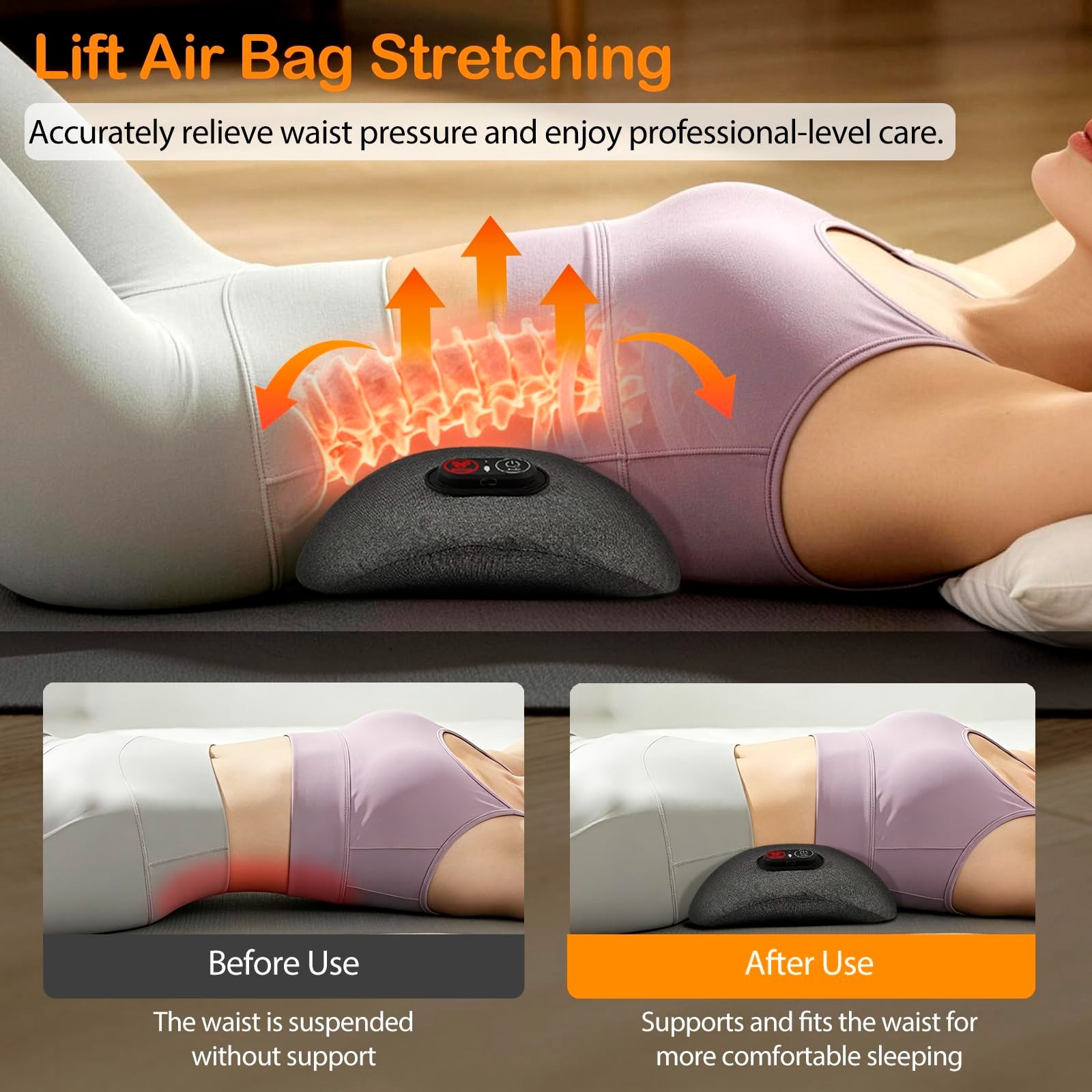 Triple Fusion Back Massager with Heat – Sciatica Relief, Deep Tissue Device for
