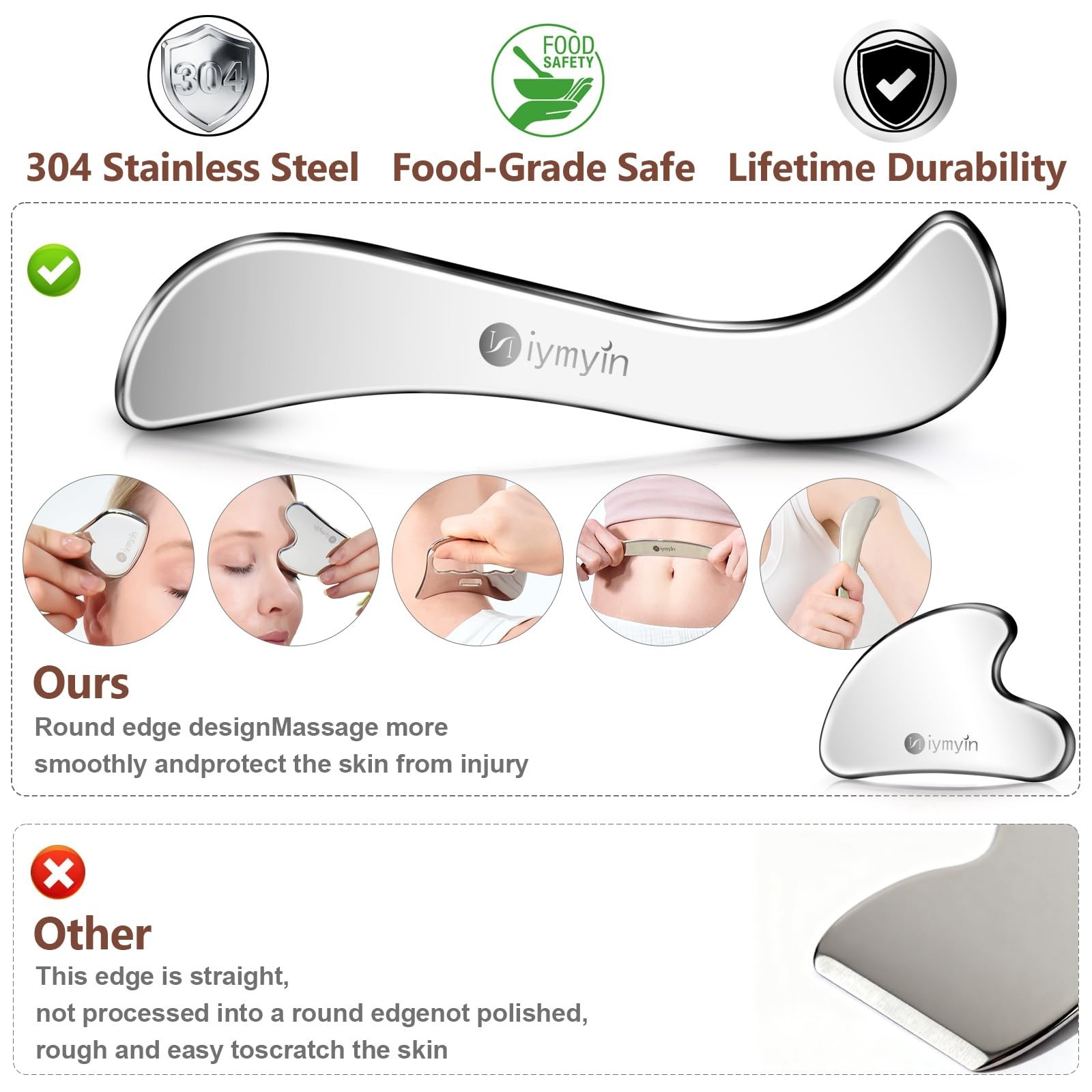 6-in-1 Stainless Steel Muscle Scraper Tool Set for Myofascial Massage & Gua Sha