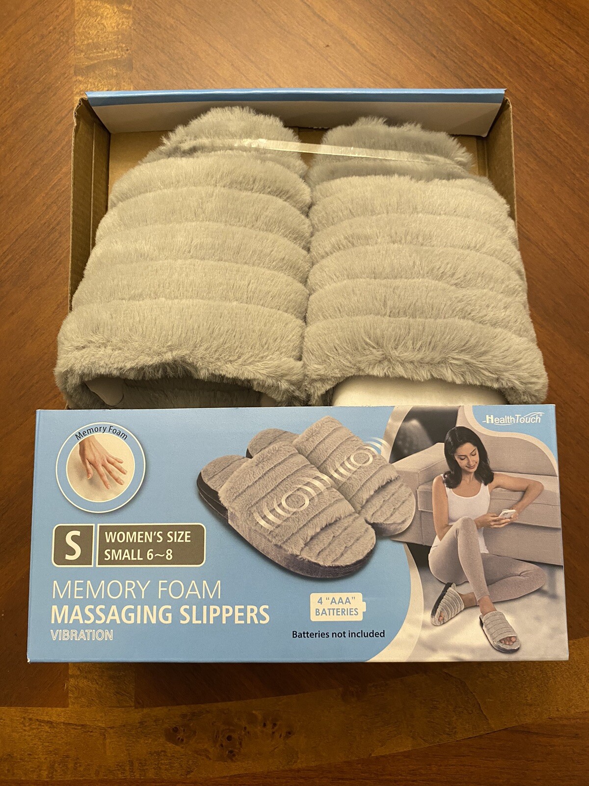 health touch foot massager slippers Size S 6-8 Gray