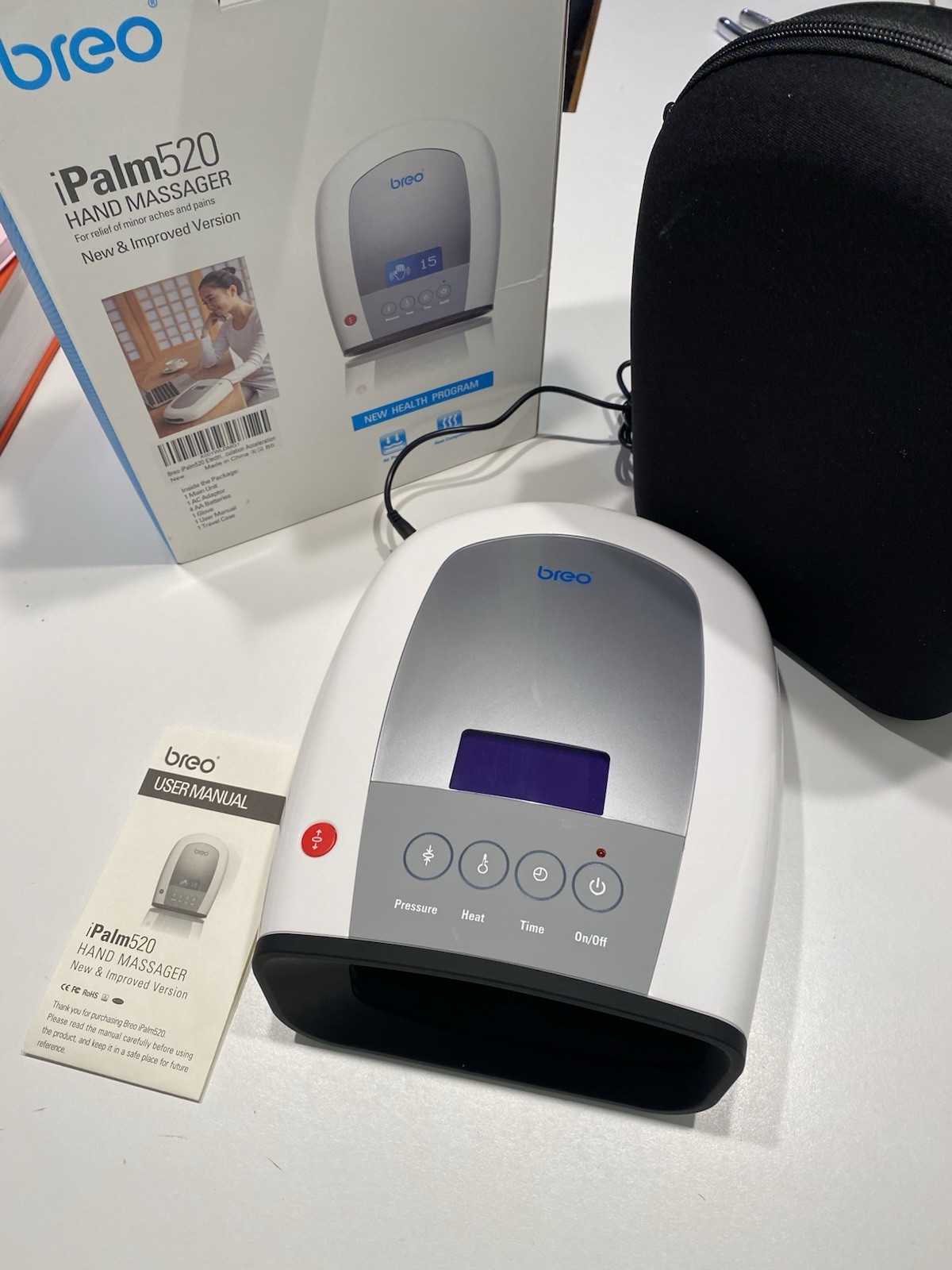 Hand Massager New In Box Breo ipalm 520 Pro. Massage Heat Therapy Tested/works