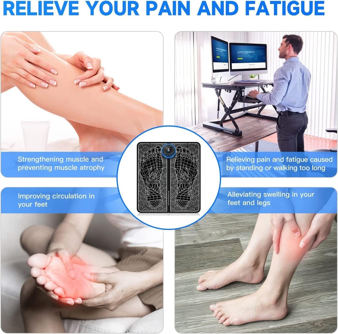 Portable Electric Foot Massager Pad Blood Circulation Leg Muscle Stimulator Lot