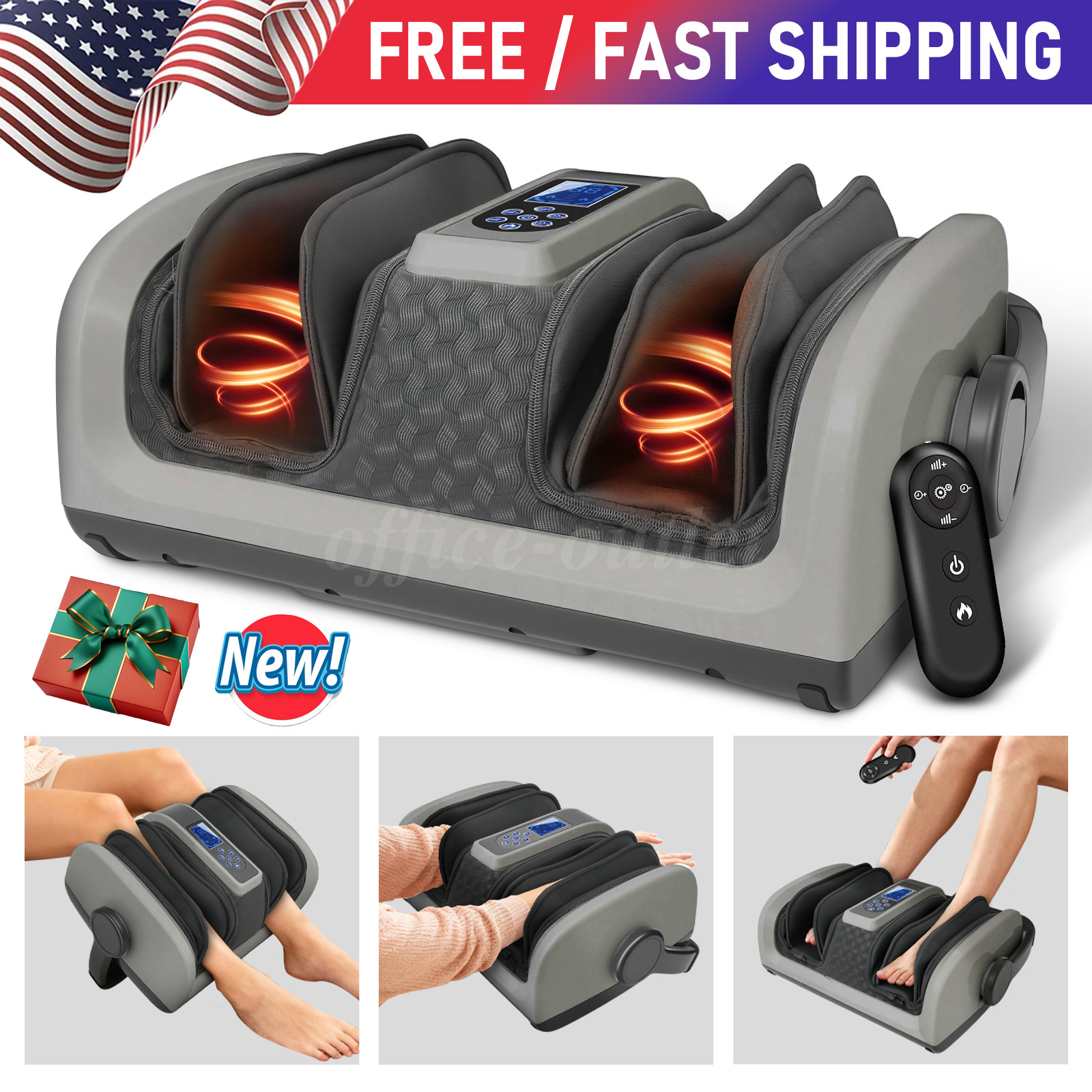 Shiatsu Foot Massager Machine 5-levels Heat Vibrate Deep Kneading for Foot Relax
