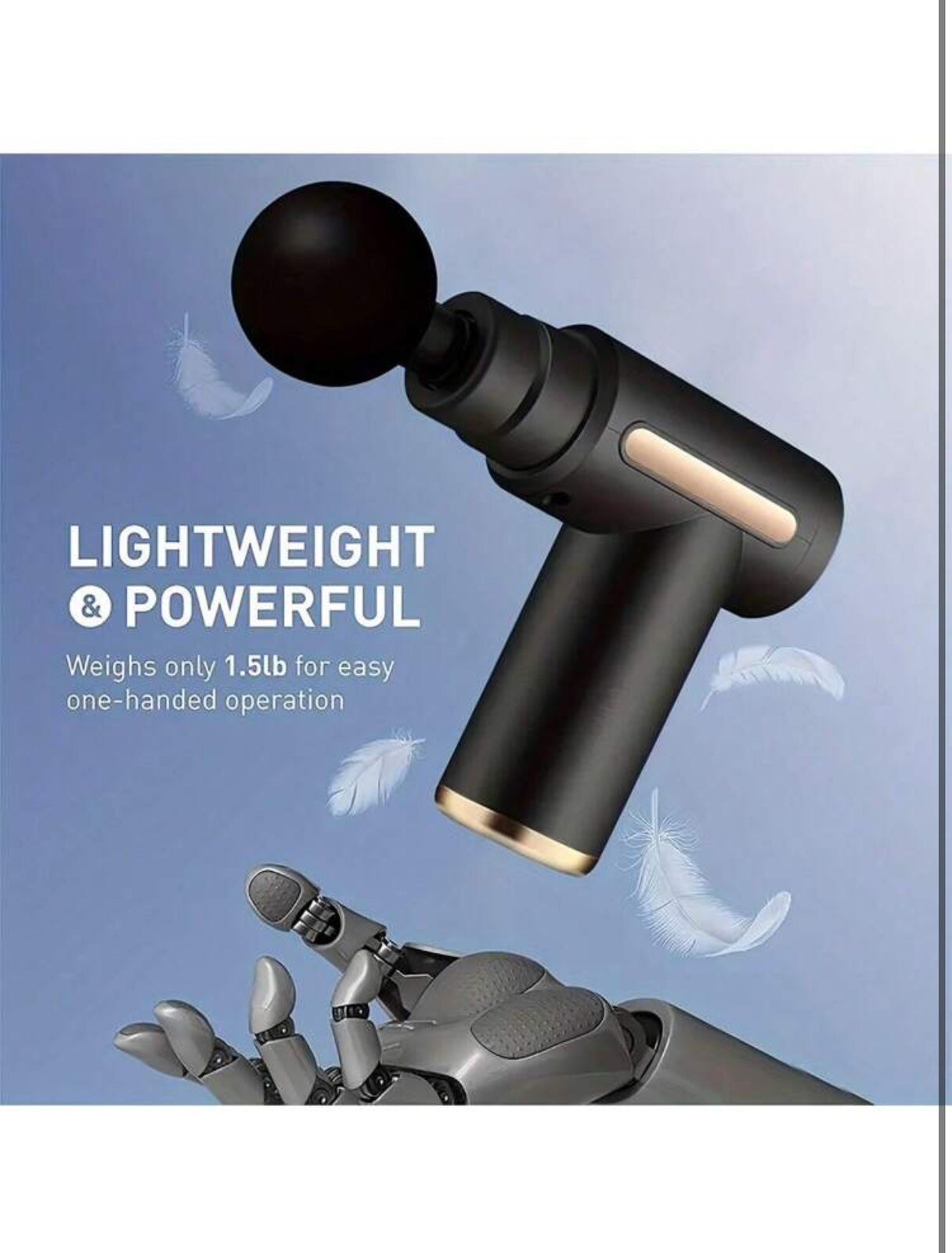 1pc Rechargeable 1200mah Battery Deep Tissue Muscle Handheld Percussion Massager