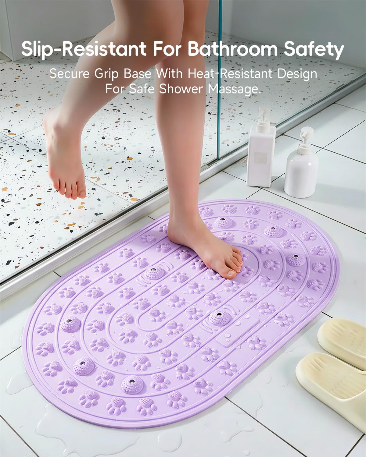 Foot Massage Mat,23 * 15.5IN Cat Paw Pattern Foldable Bathtub Mat Non-Slip Ac…