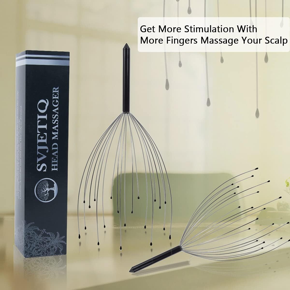 2 Pack Head Massager Head Scratcher 20 Fingers Scalp Massager, Handheld Head Mas