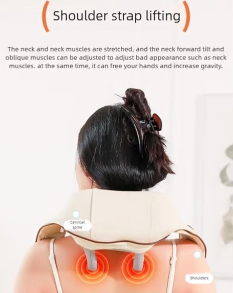Neck and Shoulder Massager with Heat 6D Shiatsu Back Massager Beige