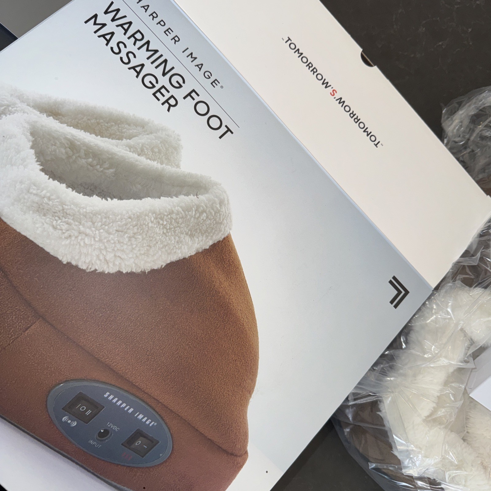 Warming Foot Massager by Sharper Image, Mocha, Fleece Lining, Open Box New