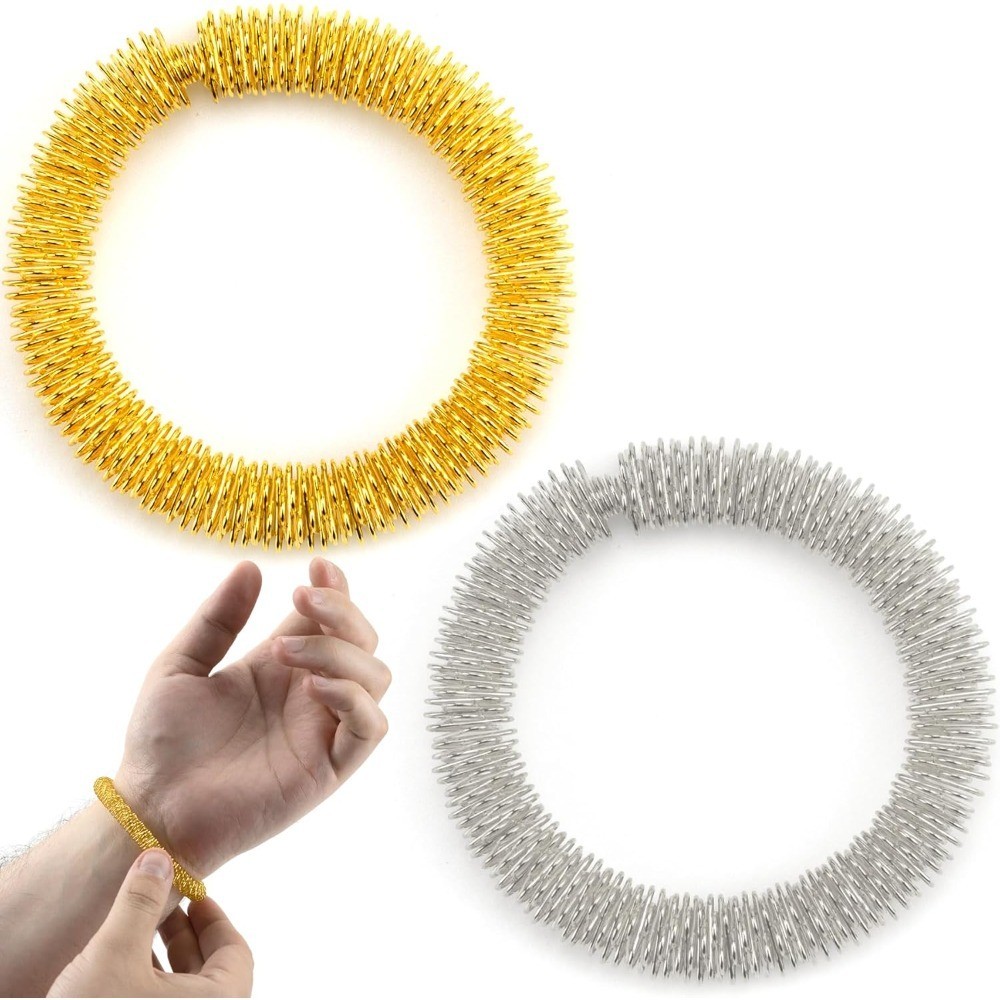 Spiky Sensory Massage Rings 2 Pack Acupressure Therapy Wrist Hand Massager