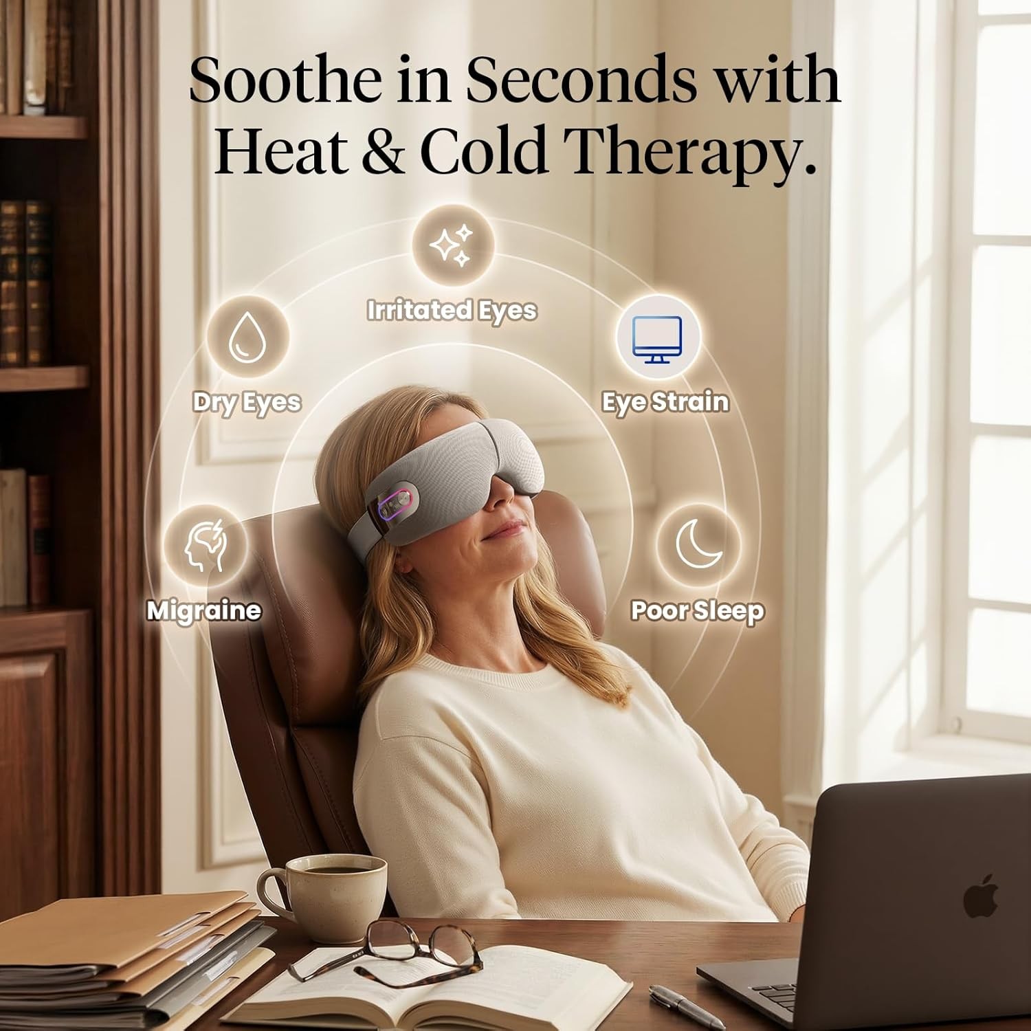 Bob and Brad EYEFLOW Eye Massager with Heat Cooling Sleep Compress Eye Mask