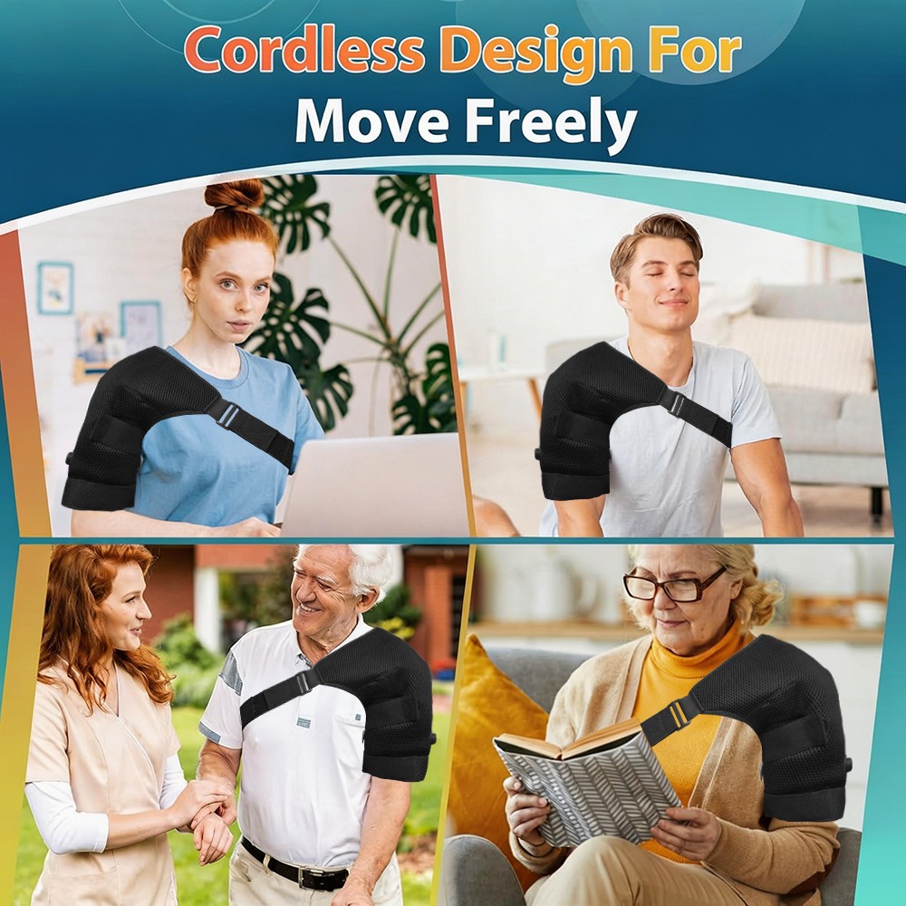 Cordless Shoulder Massager Pain Relief with 3 Vibration Modes, 3 Heating Levels.