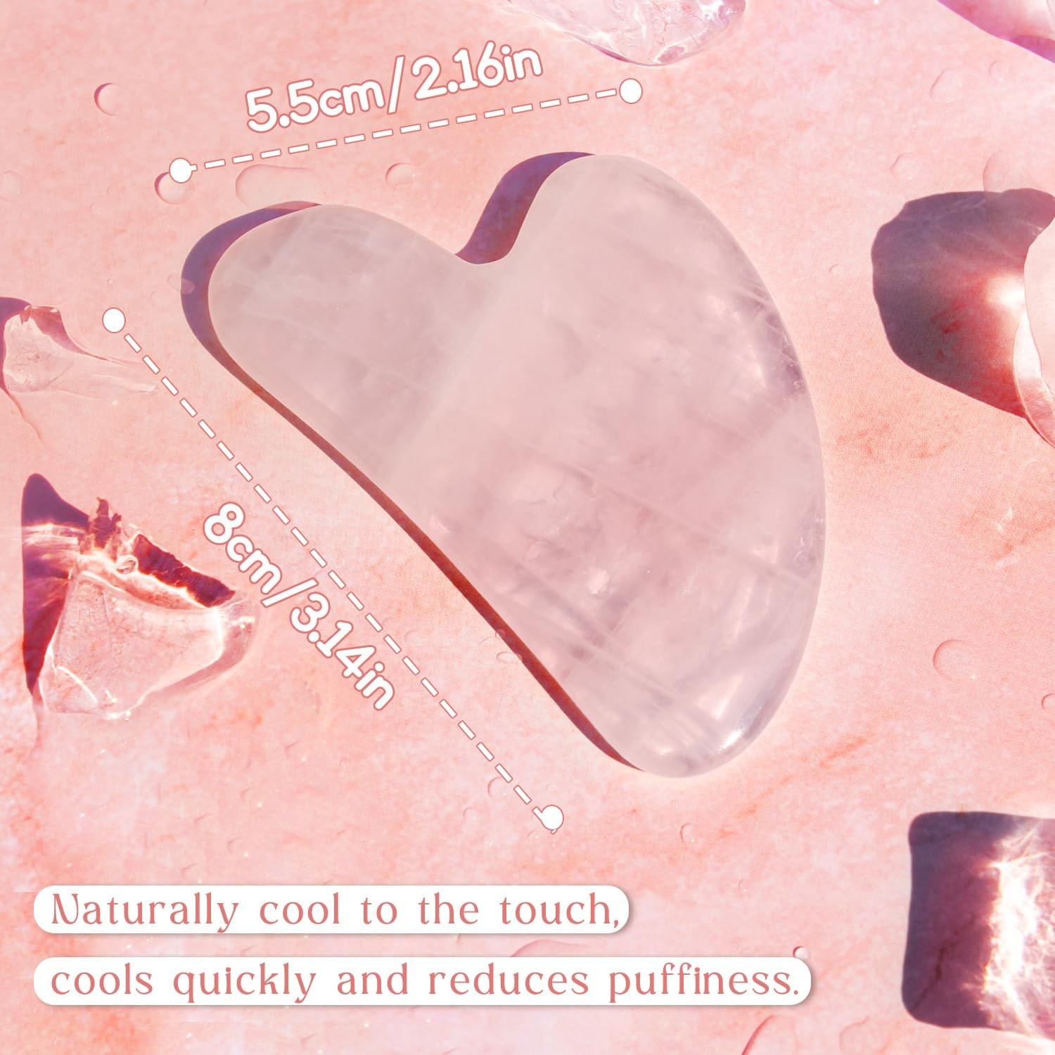 Rose Quartz Gua Sha Facial Tool, 100% Genuine Guasha Stone | Face Massage Too…