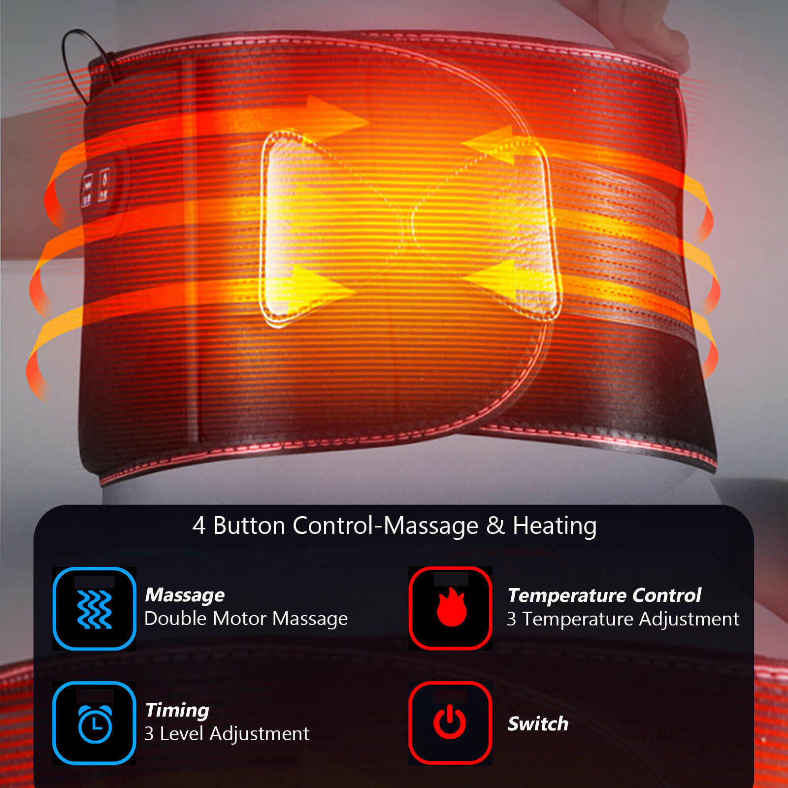 Heating Waist Massager Electric Wrap Belt Vibration Low Back Brace Pain Relief