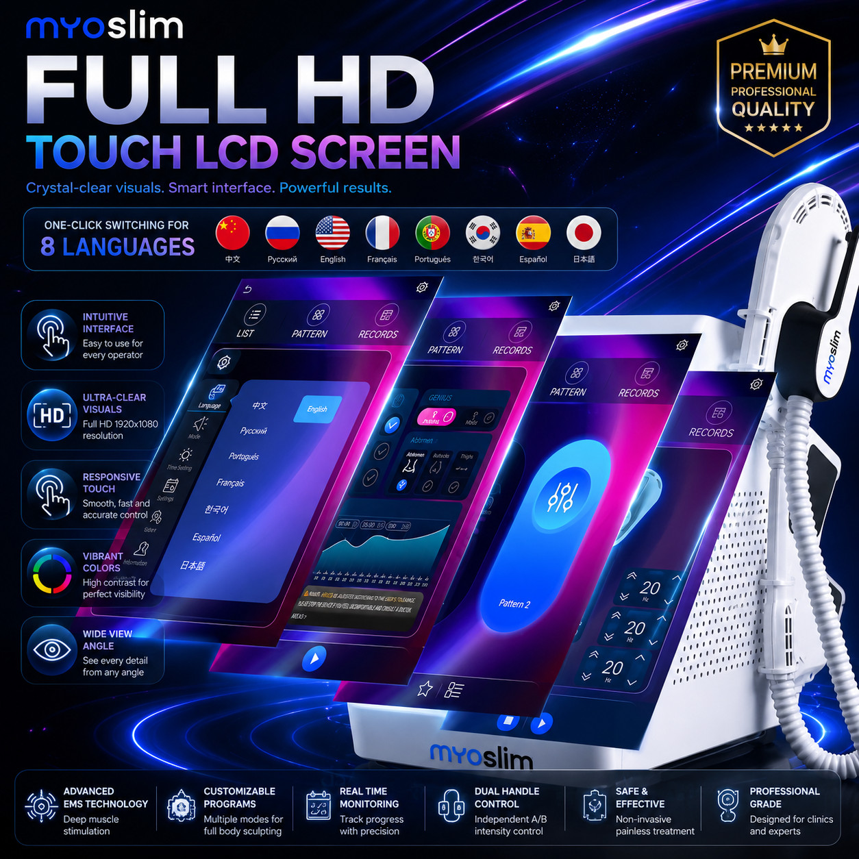 ORIGINAL Myoslim RF Body Sculpting Machine Dual Handle Touch LCD for Spa Salon!!