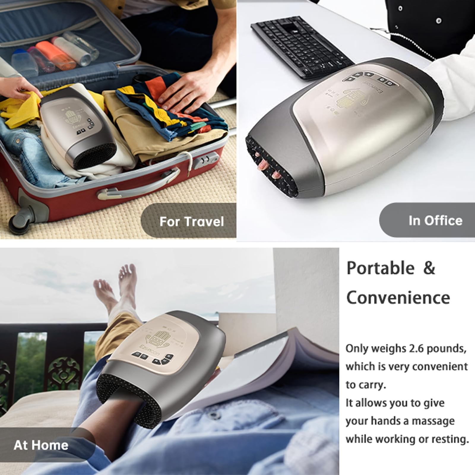 Ezencon Electric Hand Massagercordless Hand Massager 3 Level Heating Fingers