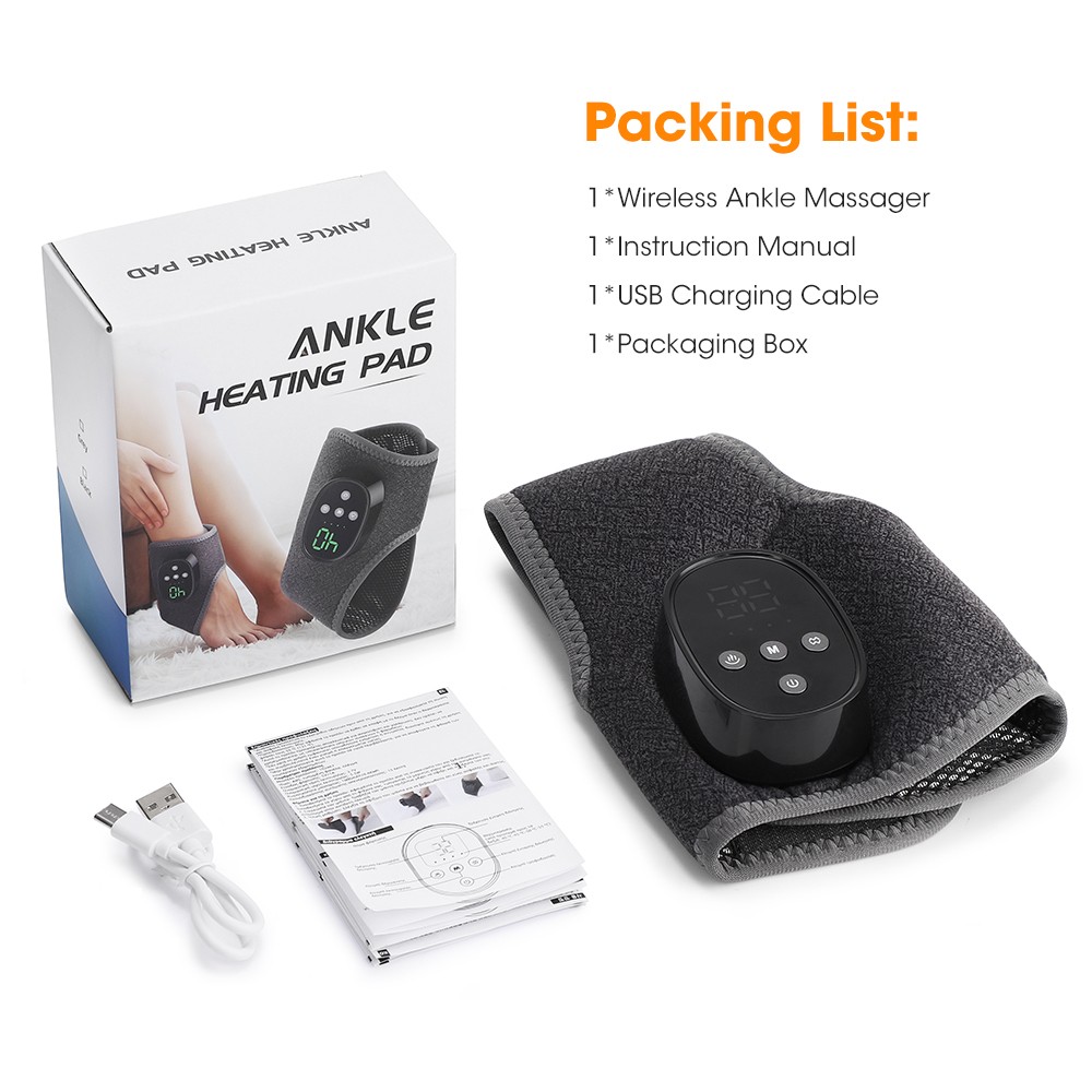 4 Levels Heated Ankle Massager Brace Vibration Therapy For Foot & Ankle 1/2PCS