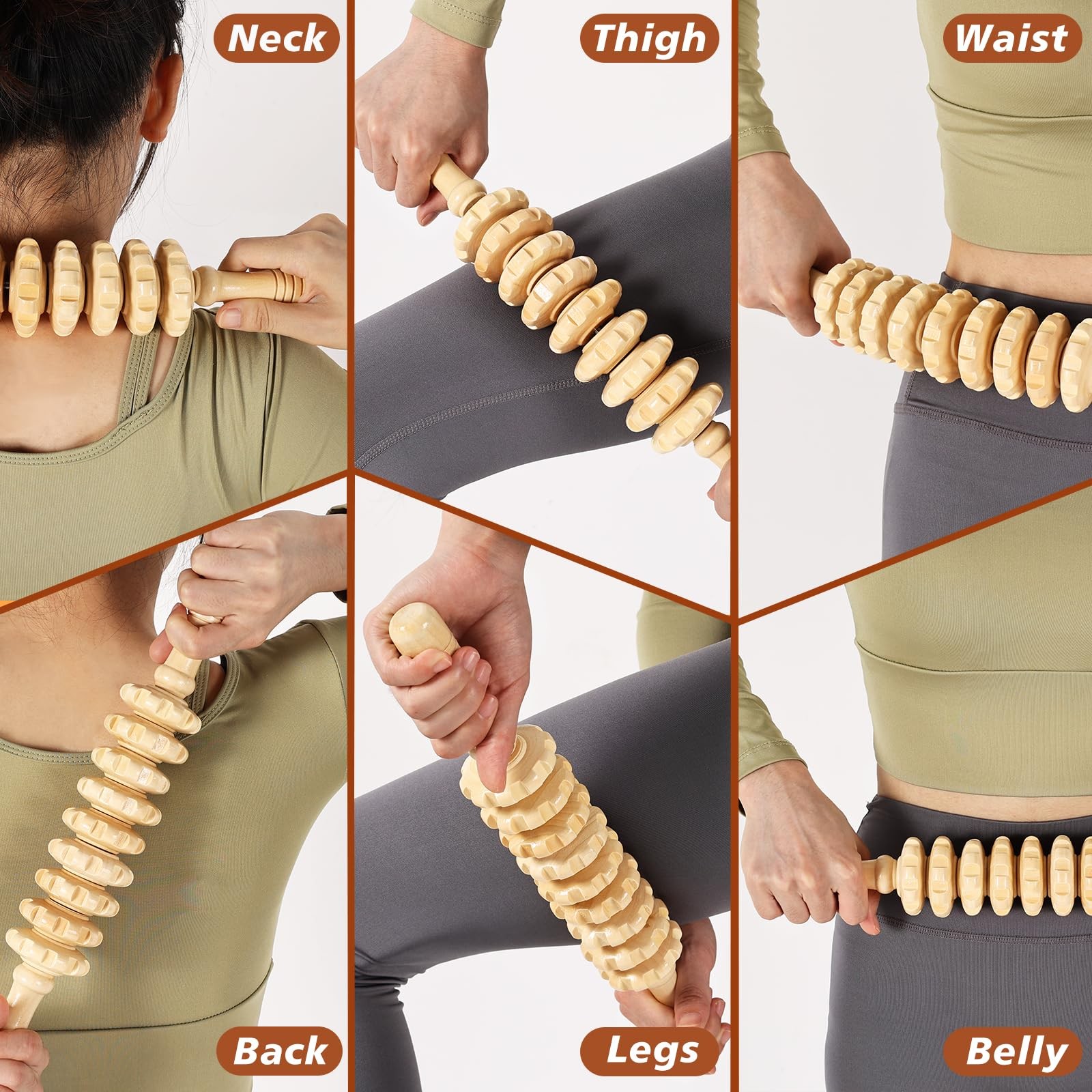 Wood Therapy Tools for Body Shaping,8 in 1 Beige