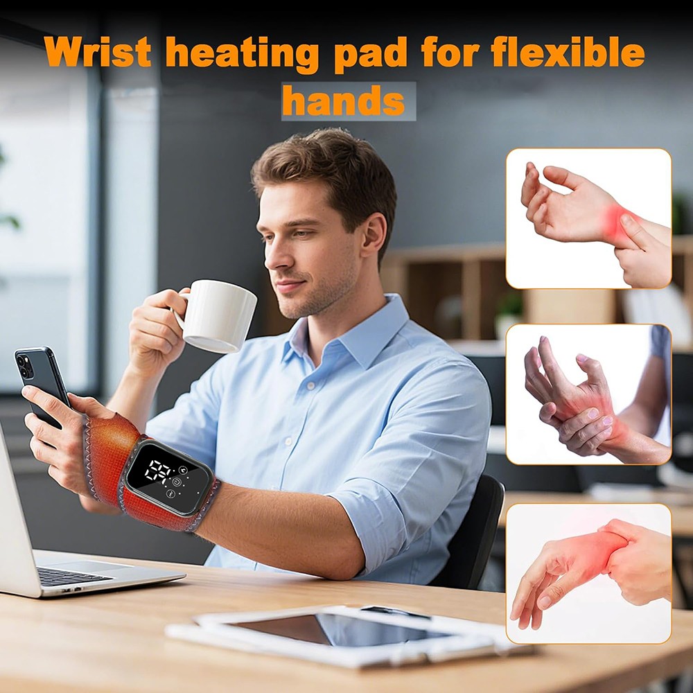 Cordless Hand Wrist Massager Pain Relief w/3 Heat Levels and 3 Vibration Modes