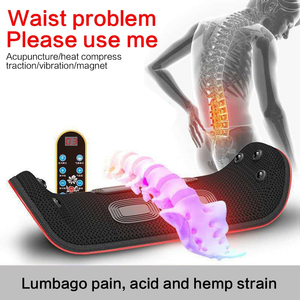 Electric Lumbar Traction Massager Back Brace Heat Vibration Spine Support