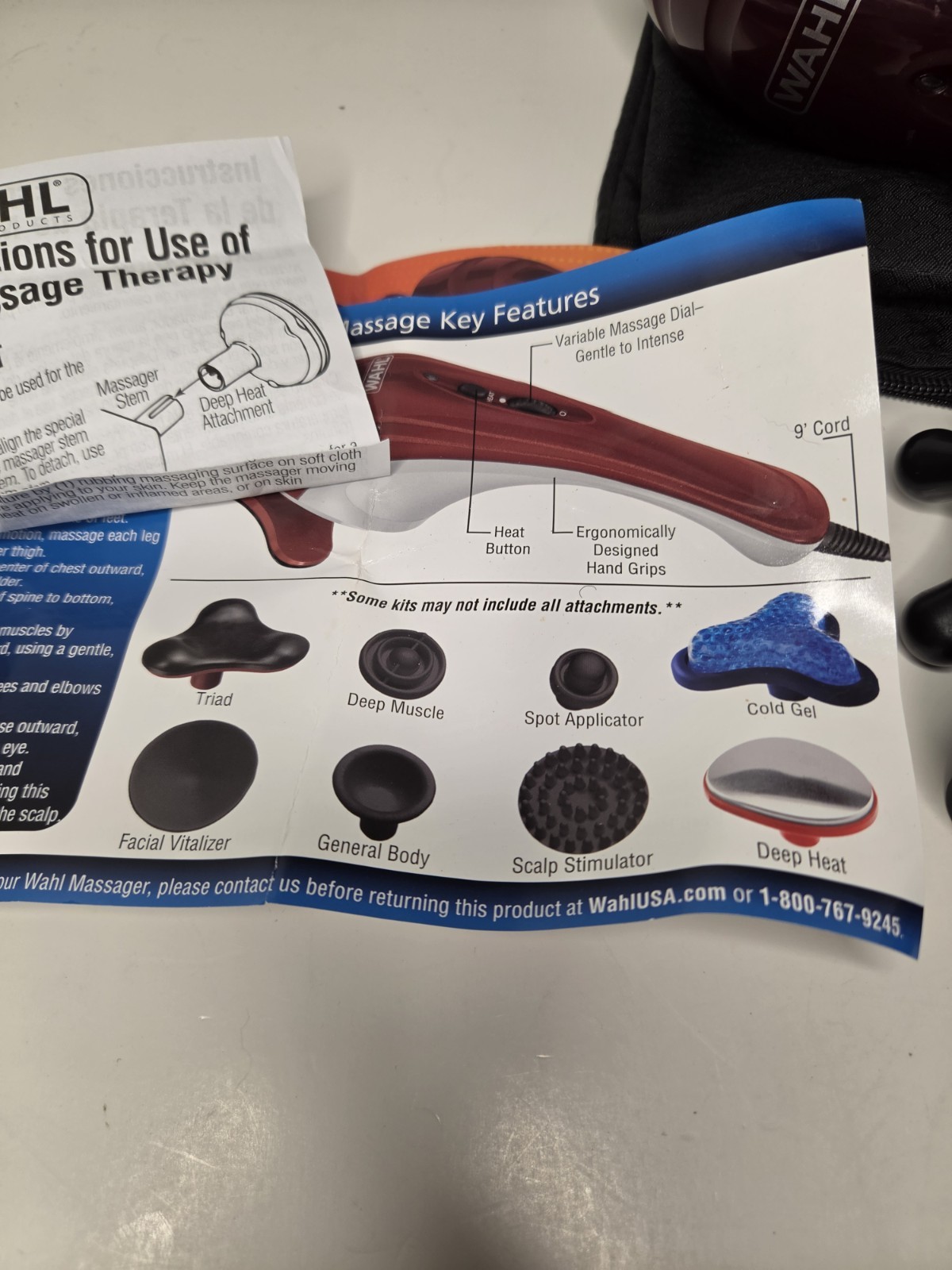 WAHL Hot & Cold Therapeutic Body Massager Model 4295A With Bag & 6 Attachments
