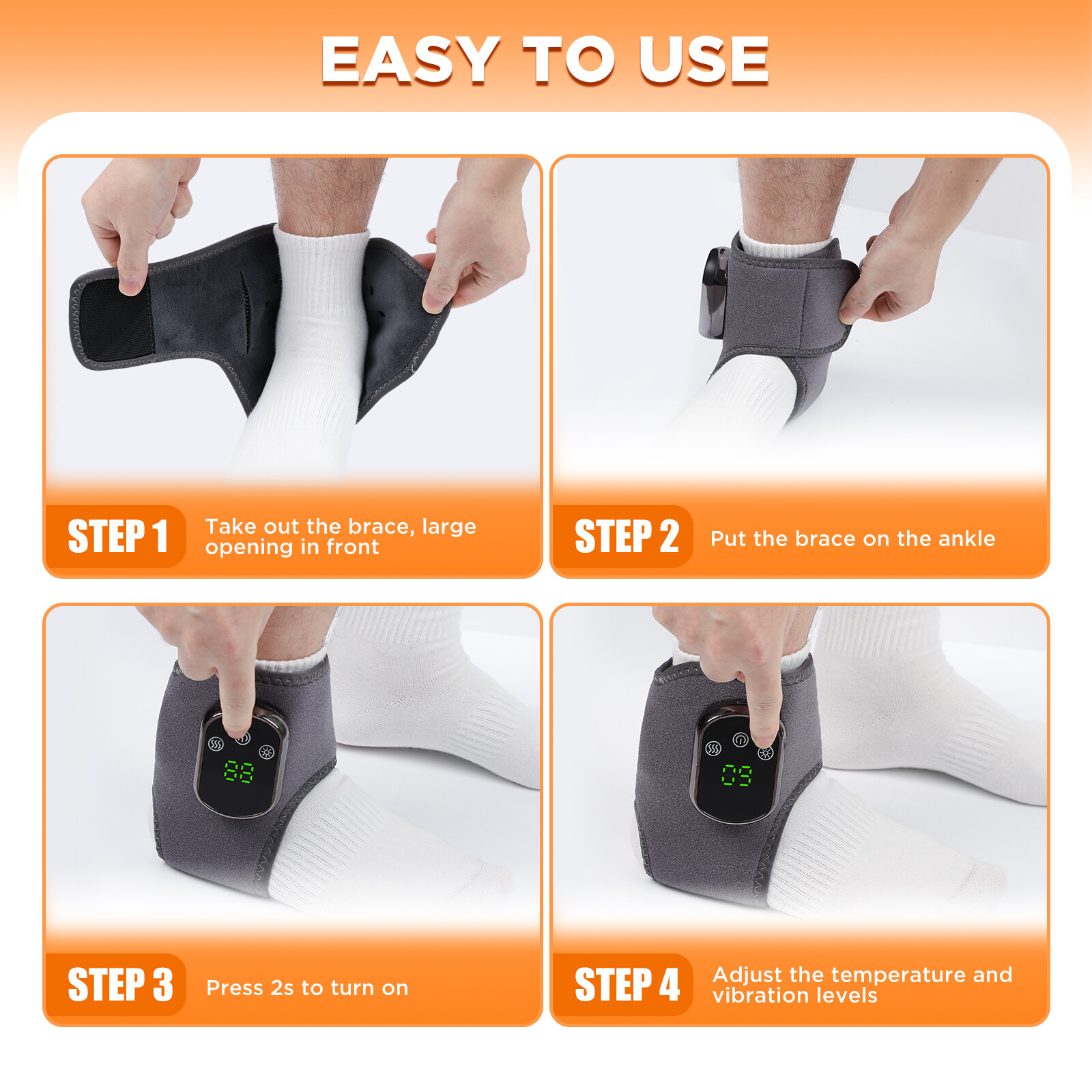 2 Pack Electric Foot Ankle Massager Pain Relief 5 Heat Levels, 3 Vibration Modes