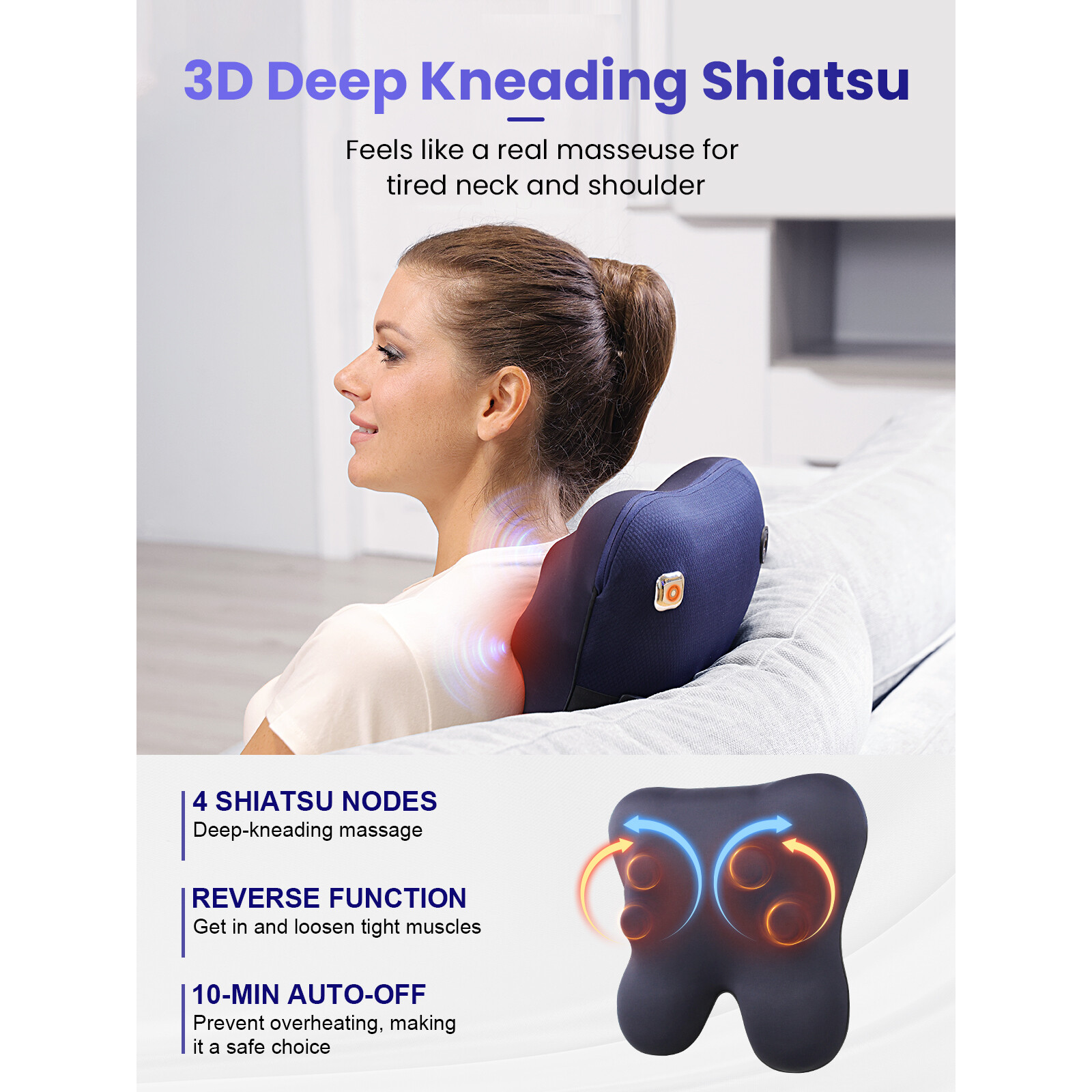 Bob and Brad Shiatsu Neck&Shoulder Back Massager with Heat, Massage Seat Cushion