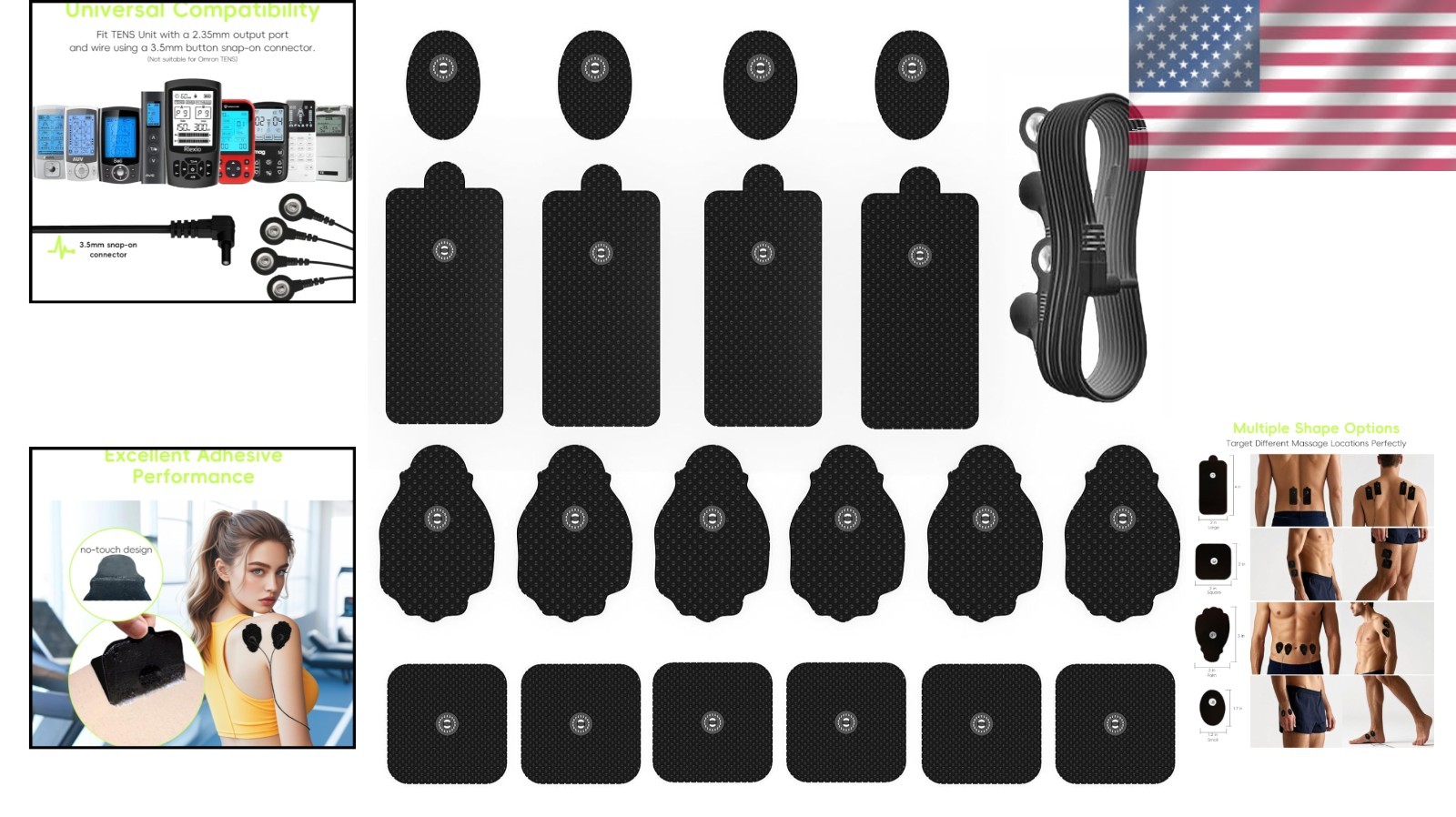 Universal Compatibility TENS Unit Electrode Pads – 20 Pack for Efficient Therapy