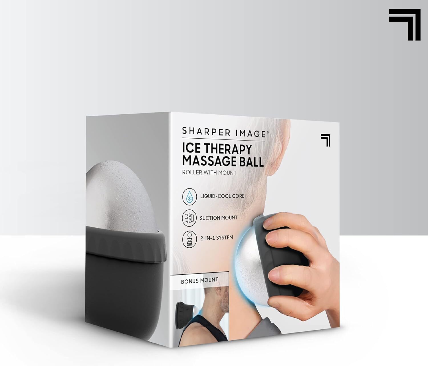 Sharper Image Ice Therapy Massage Ball with Suction Wall Mount, Liquid-Cool Core