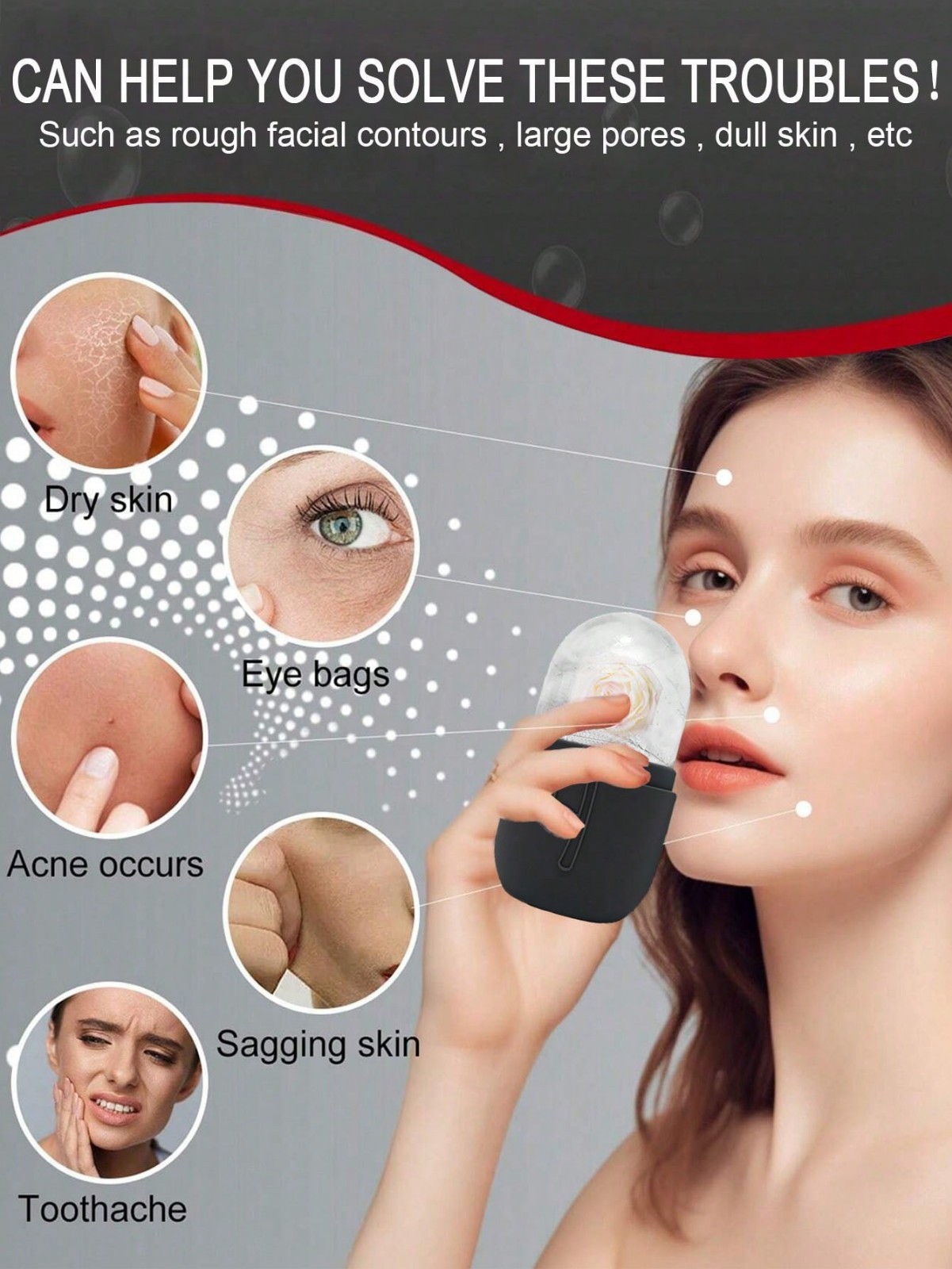 5Pc Silicone Ice Face Roller Skin Care Face Massager Ice Cube Mould Face Cooling