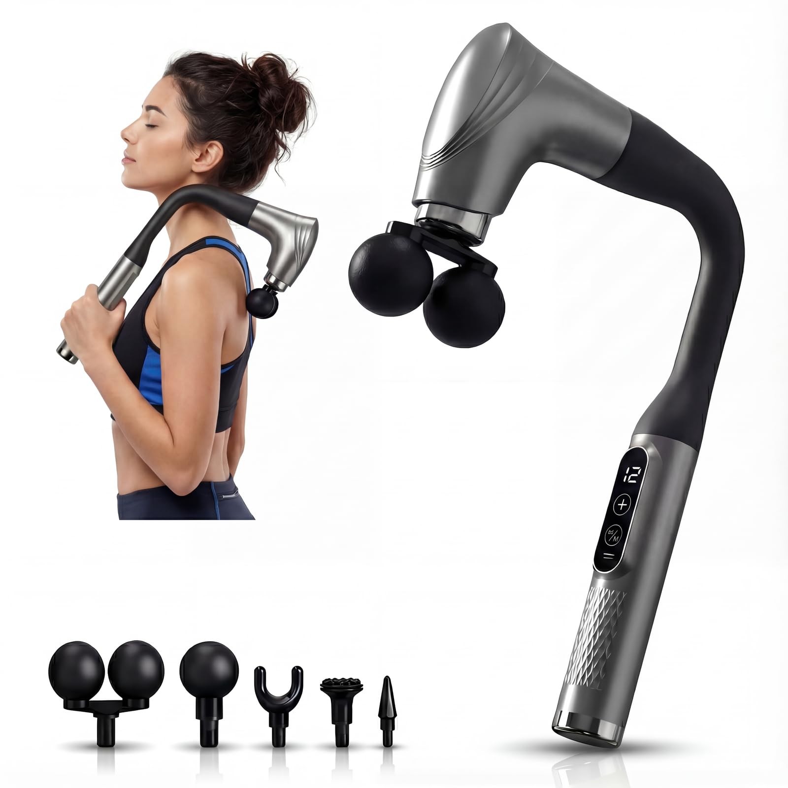 Long Handle Massage for Back and Shoulders, Ergonomic Extended Reach Deep Tis…