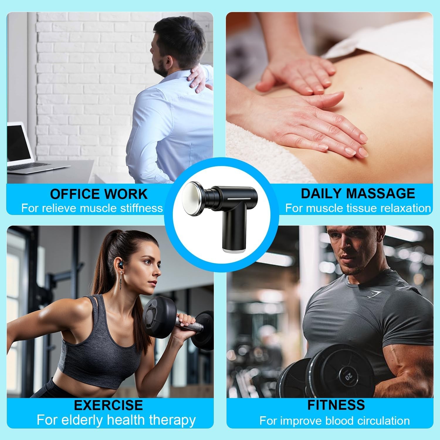 Heat Cold Massage Gun Deep Tissue Percussion Muscle Massager 6 Speed 6 Heads LCD