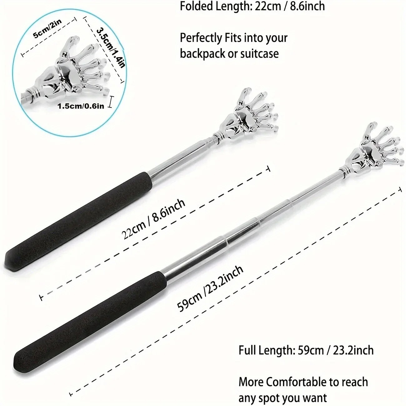 Stainless Steel Back Scratcher Telescopic Scratching Massager Extendable Itch Ol