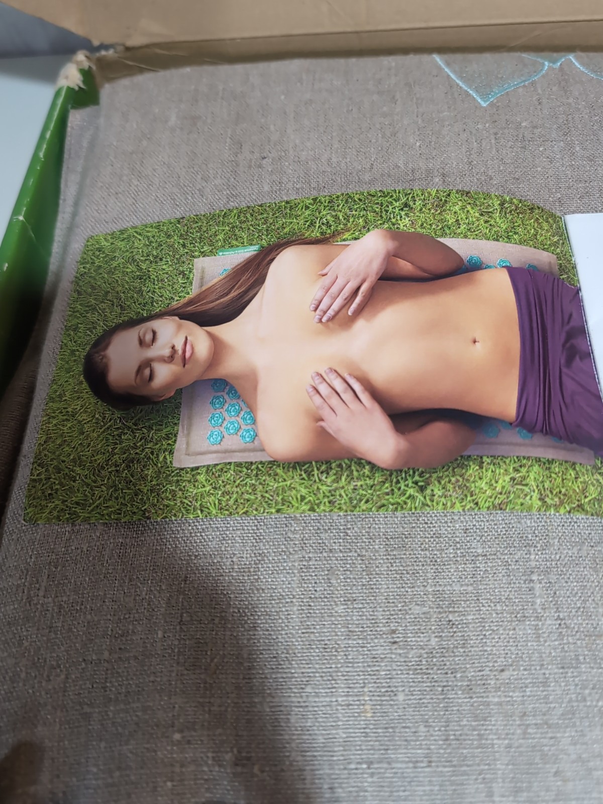 Pranamat ECO Therapeutic Acupressure Massage Mat Turquoise & Linen NIB Open Box