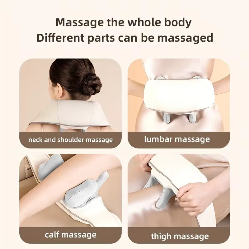 Masseur cervical trapèze sans fil 20W shiatsu chauffant batterie rechargeable