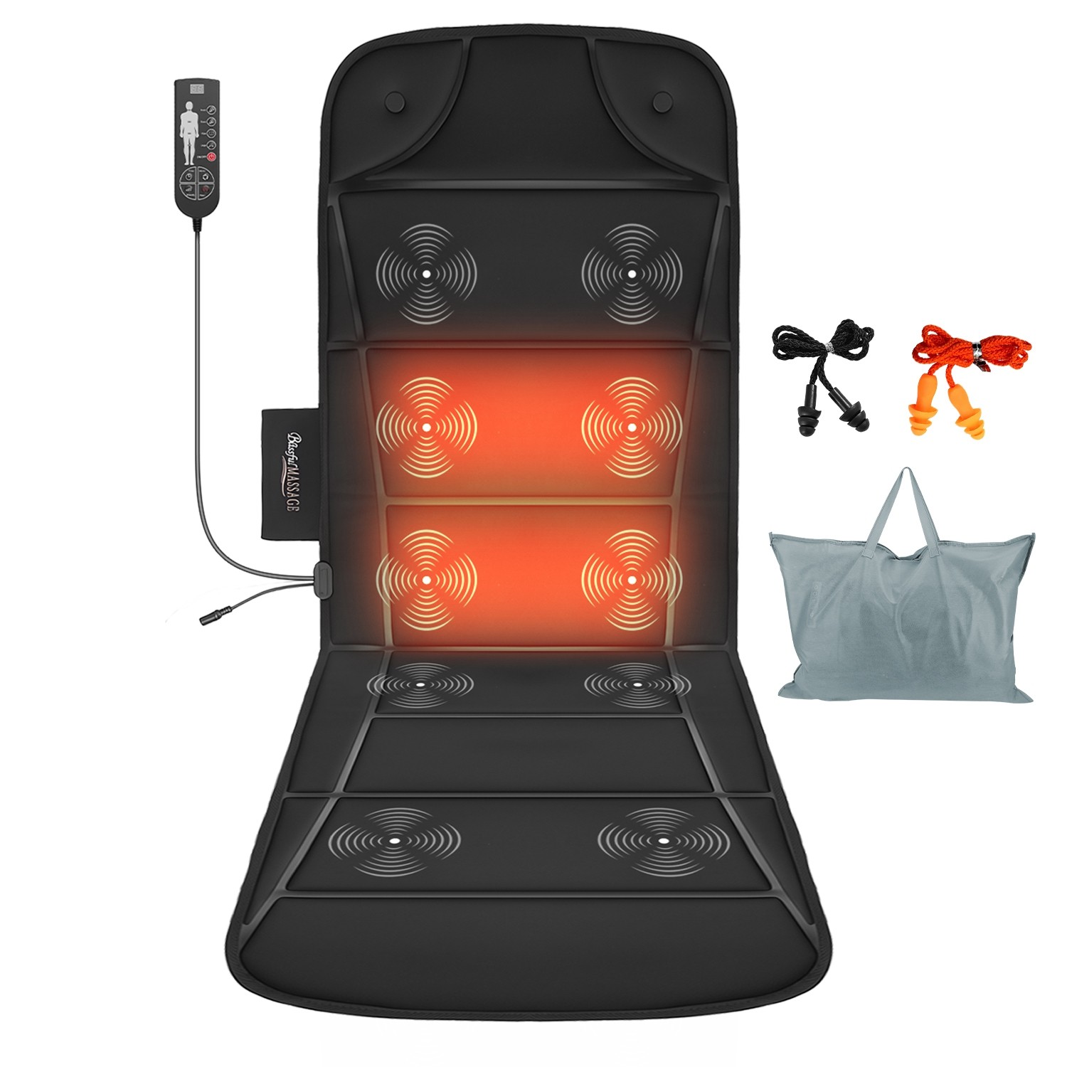 Vibration Massage Mat w/ Heat Massage Mattress Pad w/ 9 Intensities 3 Heating