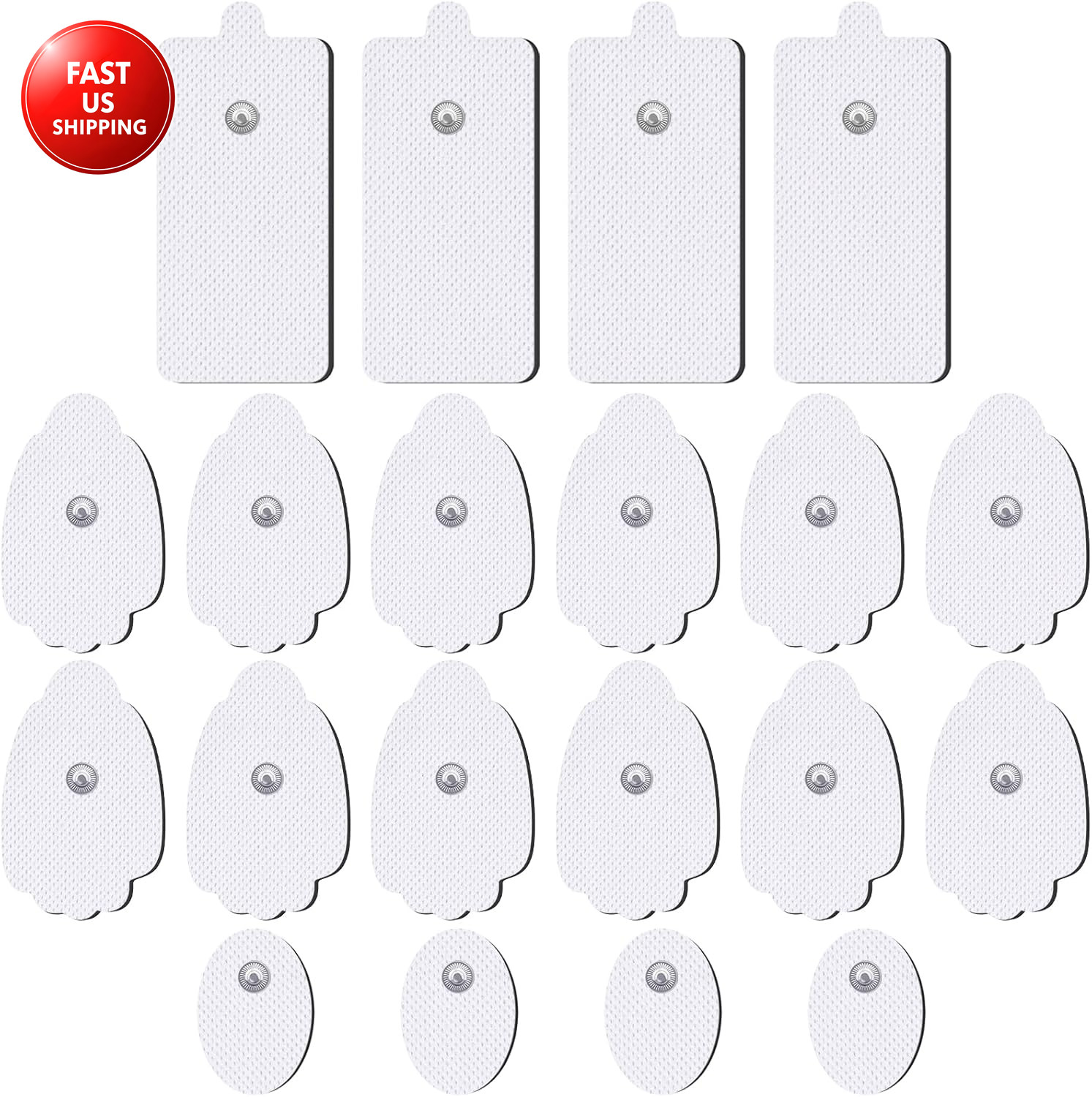 TENS Unit Electrode Pads 20 Pack in 3 Sizes, Reusable & Latex Free TENS Pads Rep
