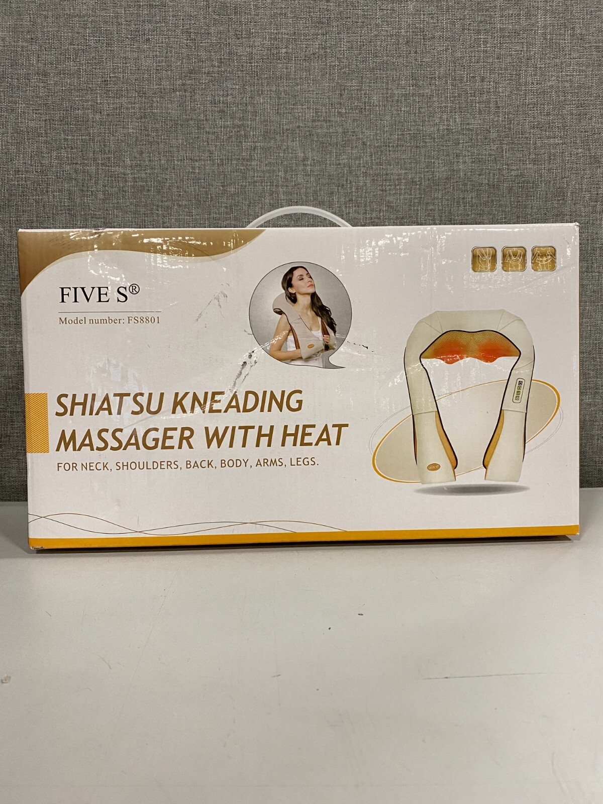 FIVE S FS8801 Shiatsu Kneading Massager With Heat, Tan