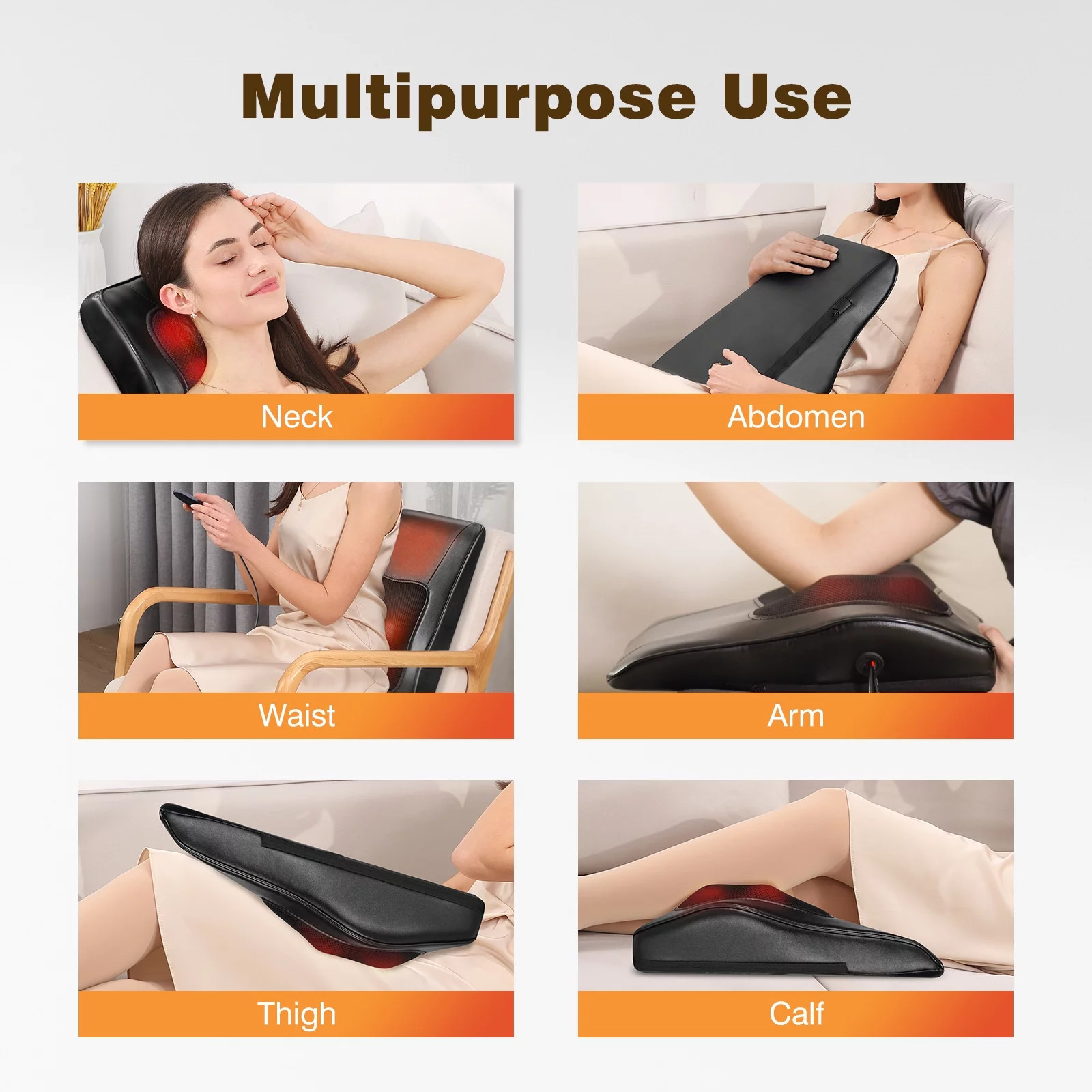 Neck Back Massager with Heat, 3D Kneading Massage Pillow for Shoulder Leg